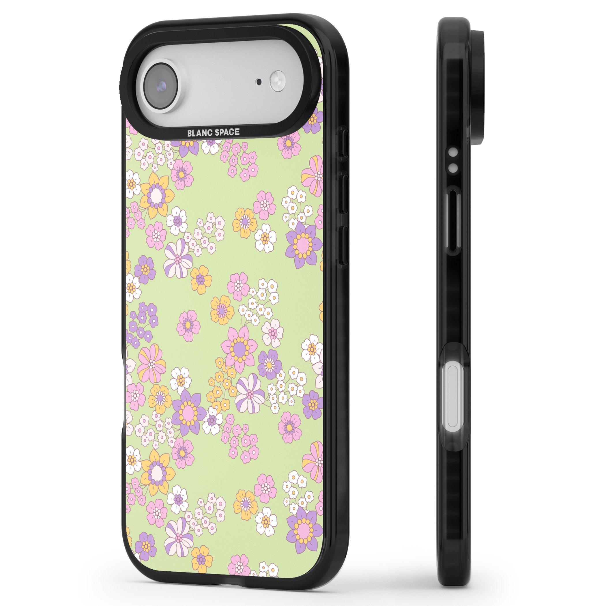 Grass Green Flowers iPhone 17 Air Impact Black Phone Case Side Profile