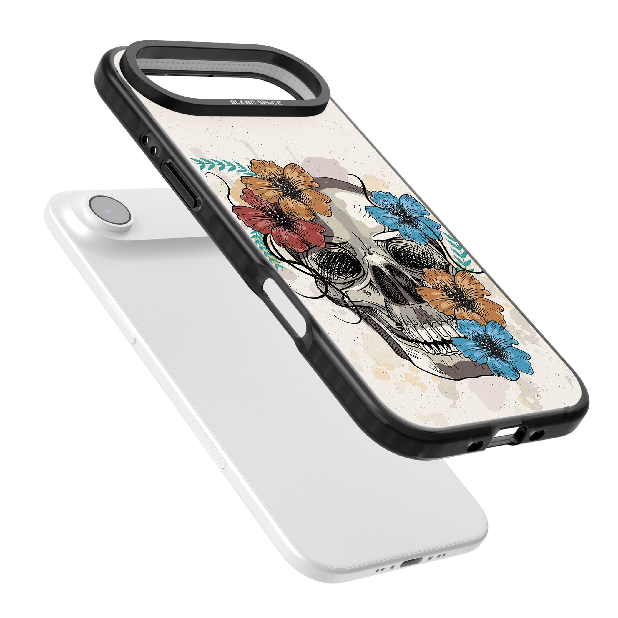 Sugar Skull Floral iPhone 17 Air Impact Black Phone Case Colours