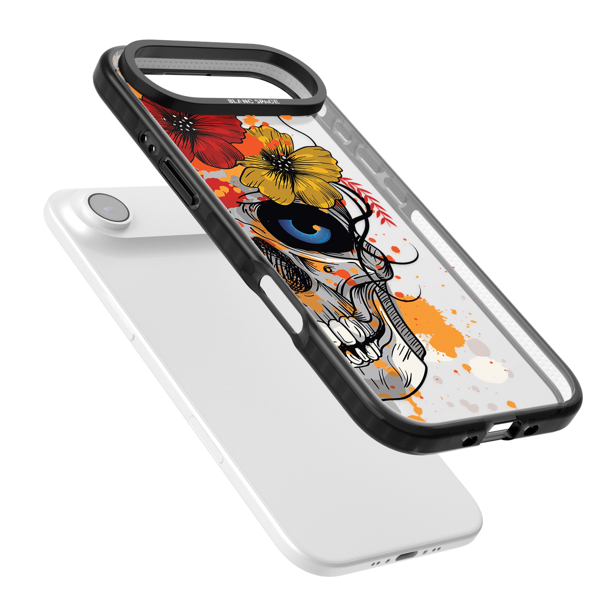 Sugar Skull Flowers iPhone 17 Air Impact Black Phone Case Colours