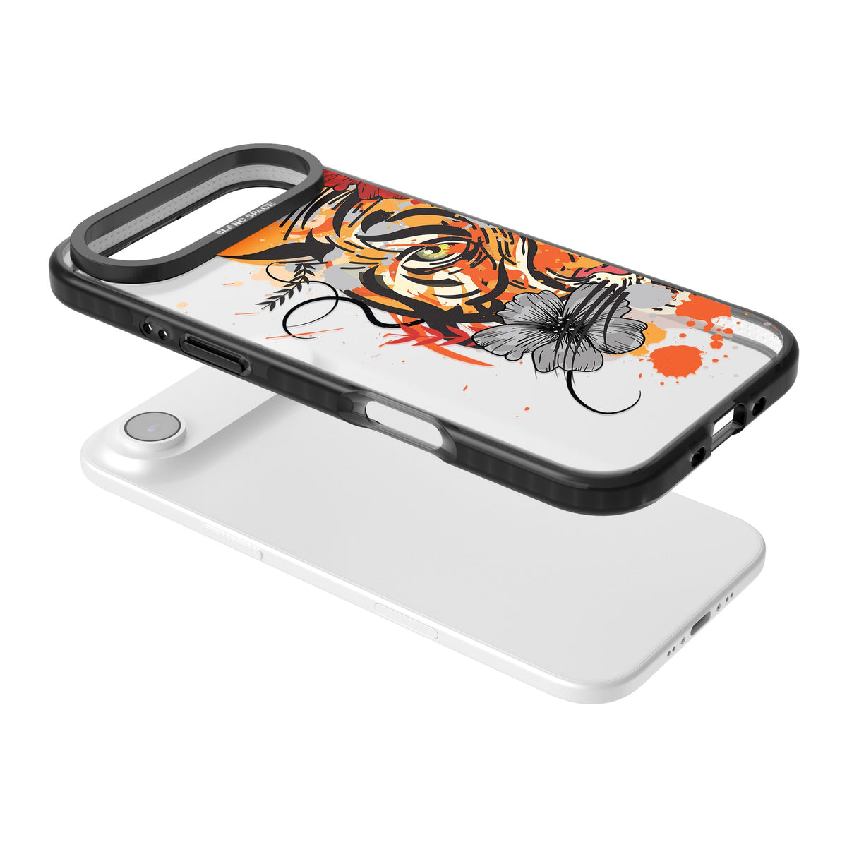 Sugar Skull Tiger iPhone Air Impact Black Phone Case angled