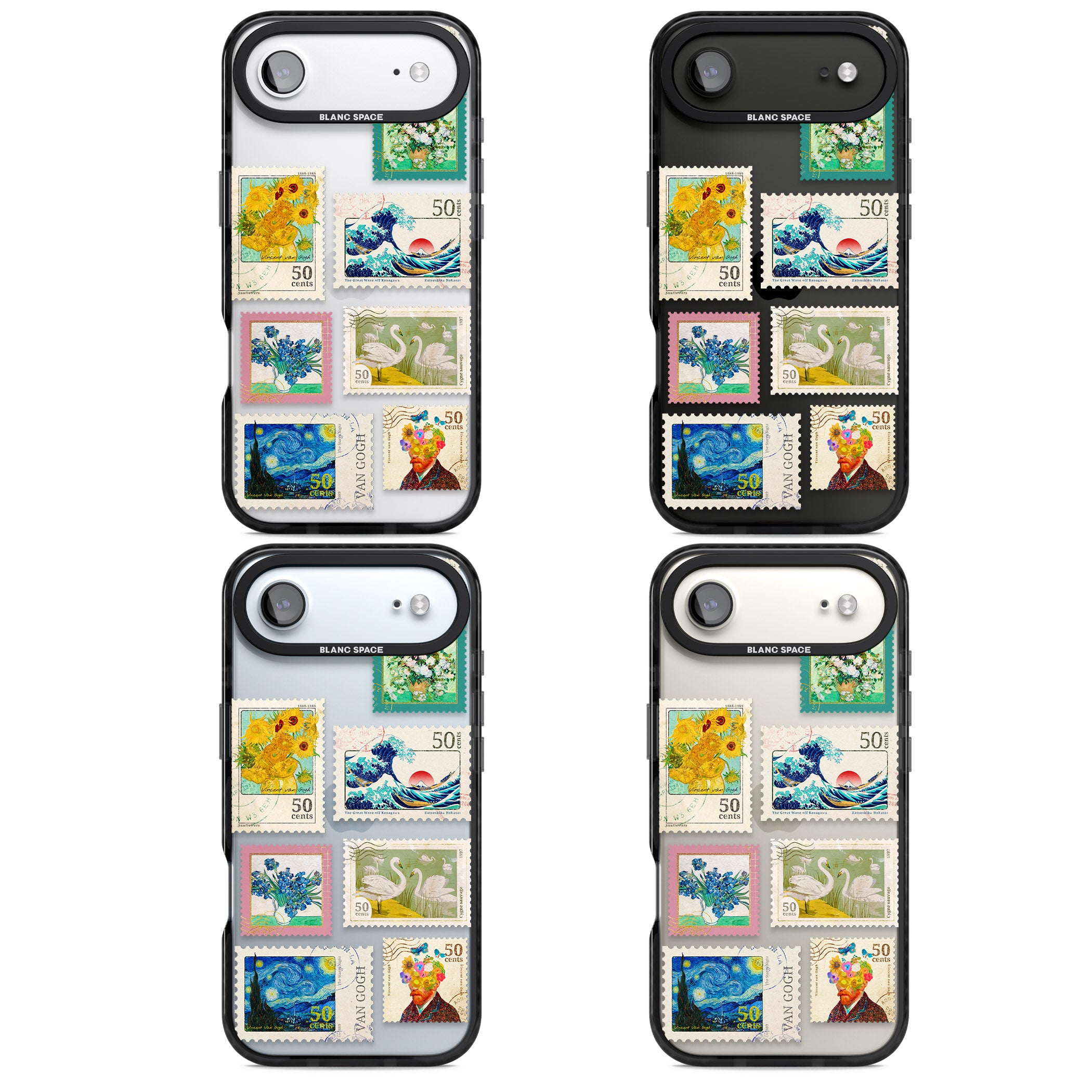 Vintage Art Stamps iPhone 17 Air Impact Black Phone Case APT Impact Protection