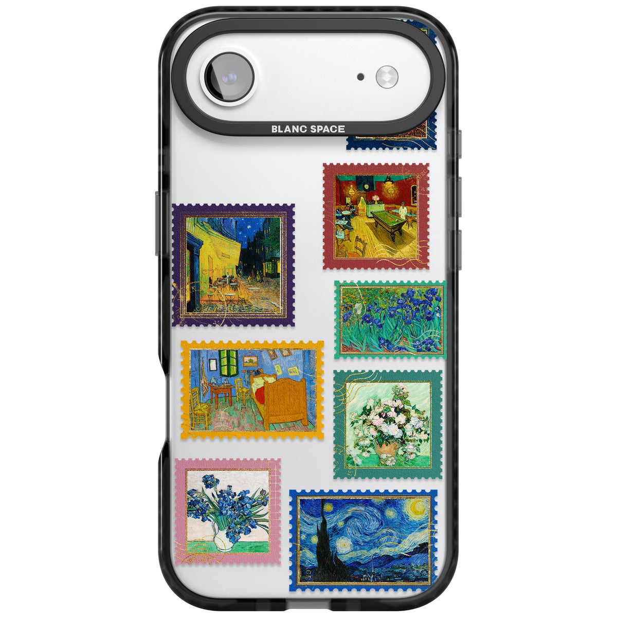 Coloured Vintage Art Stamps iPhone Air Impact Black Phone Case front