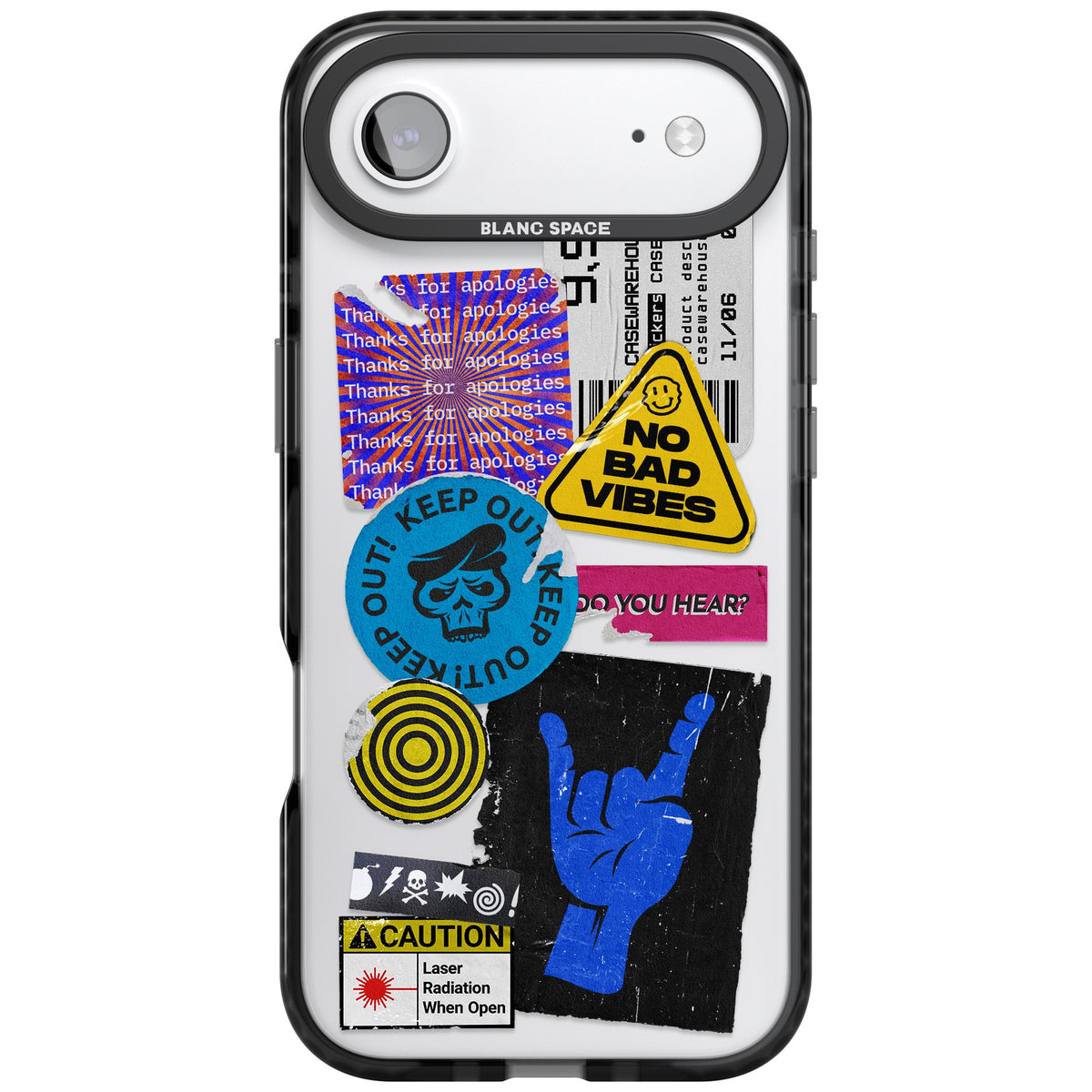 No Bad Vibes Sticker Mix iPhone Air Impact Black Phone Case front