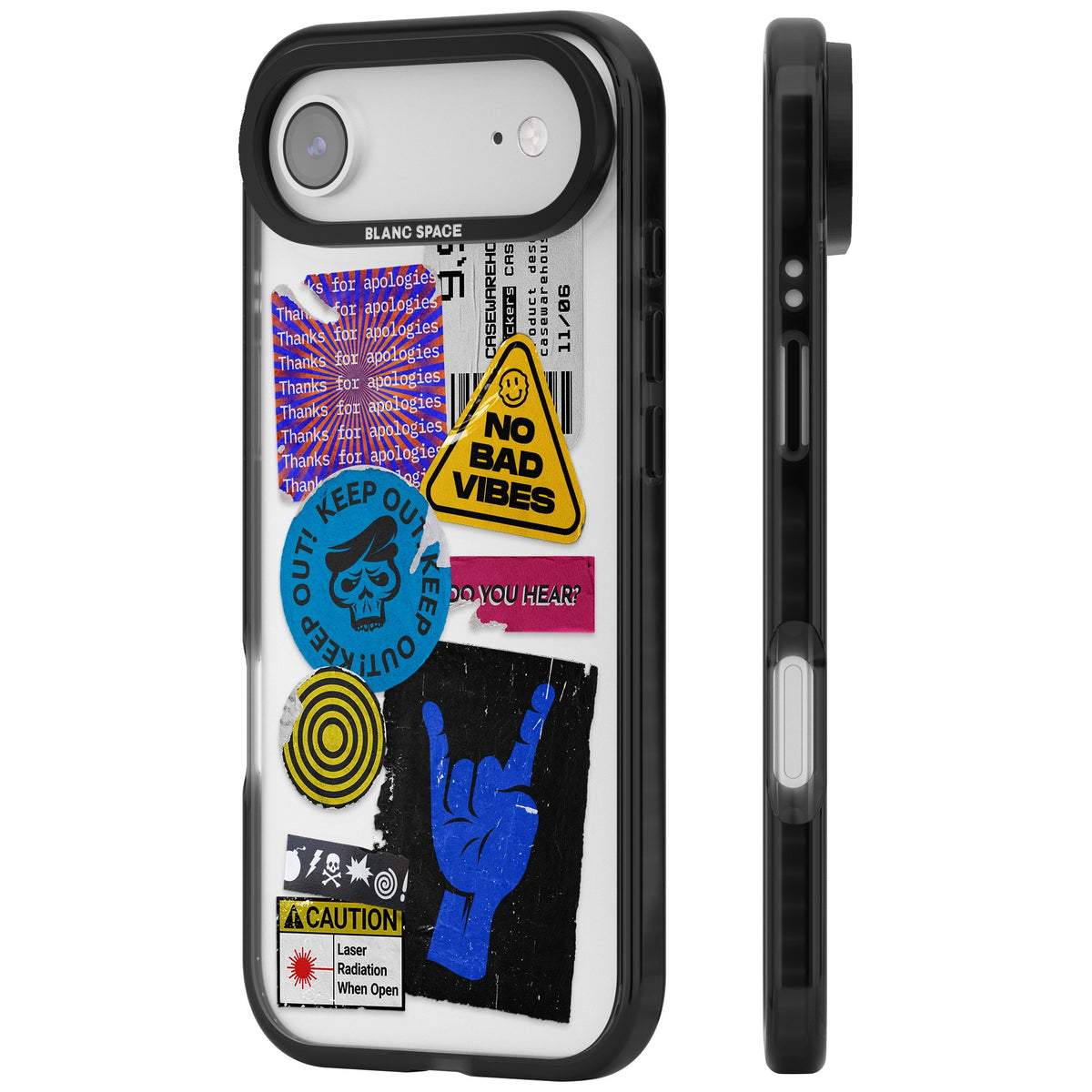 No Bad Vibes Sticker Mix iPhone Air Impact Black Phone Case side