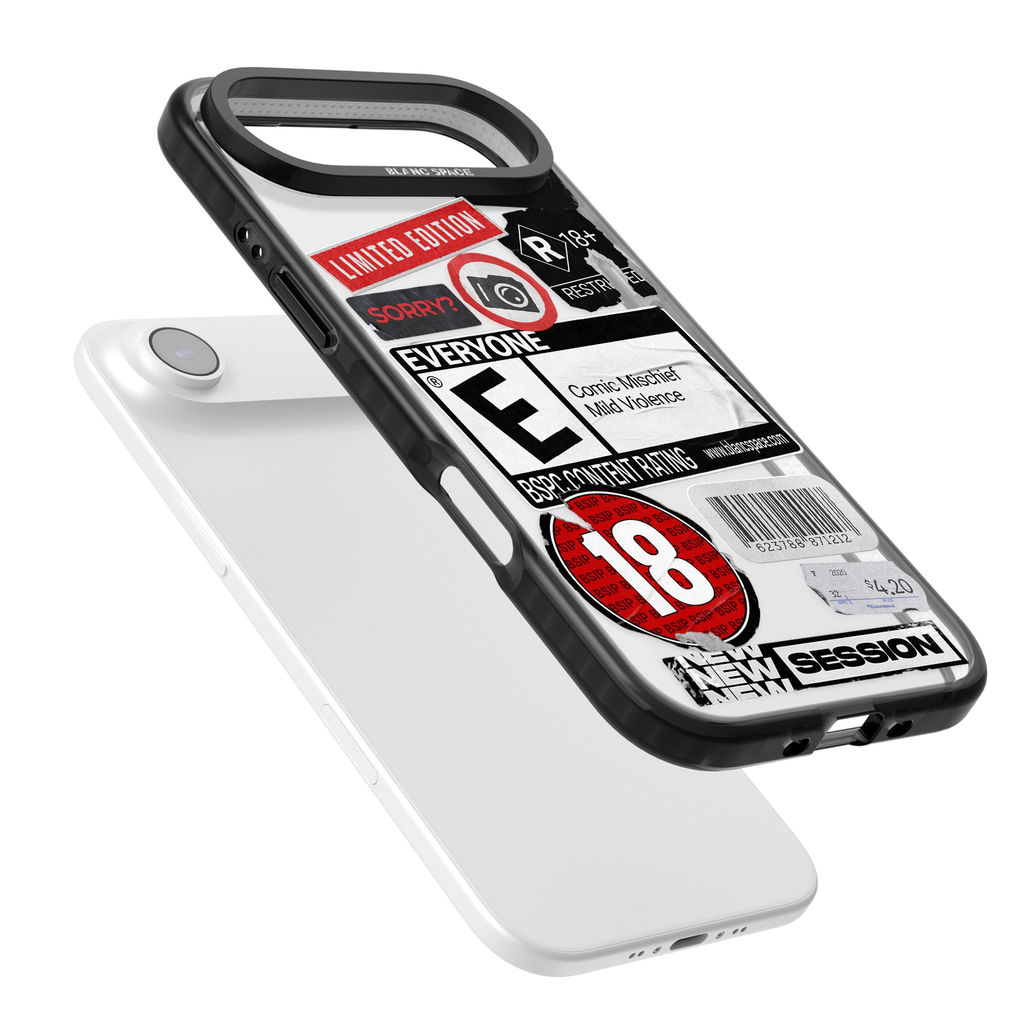 Rated 18+ Sticker Mix iPhone 17 Air Impact Black Phone Case Colours