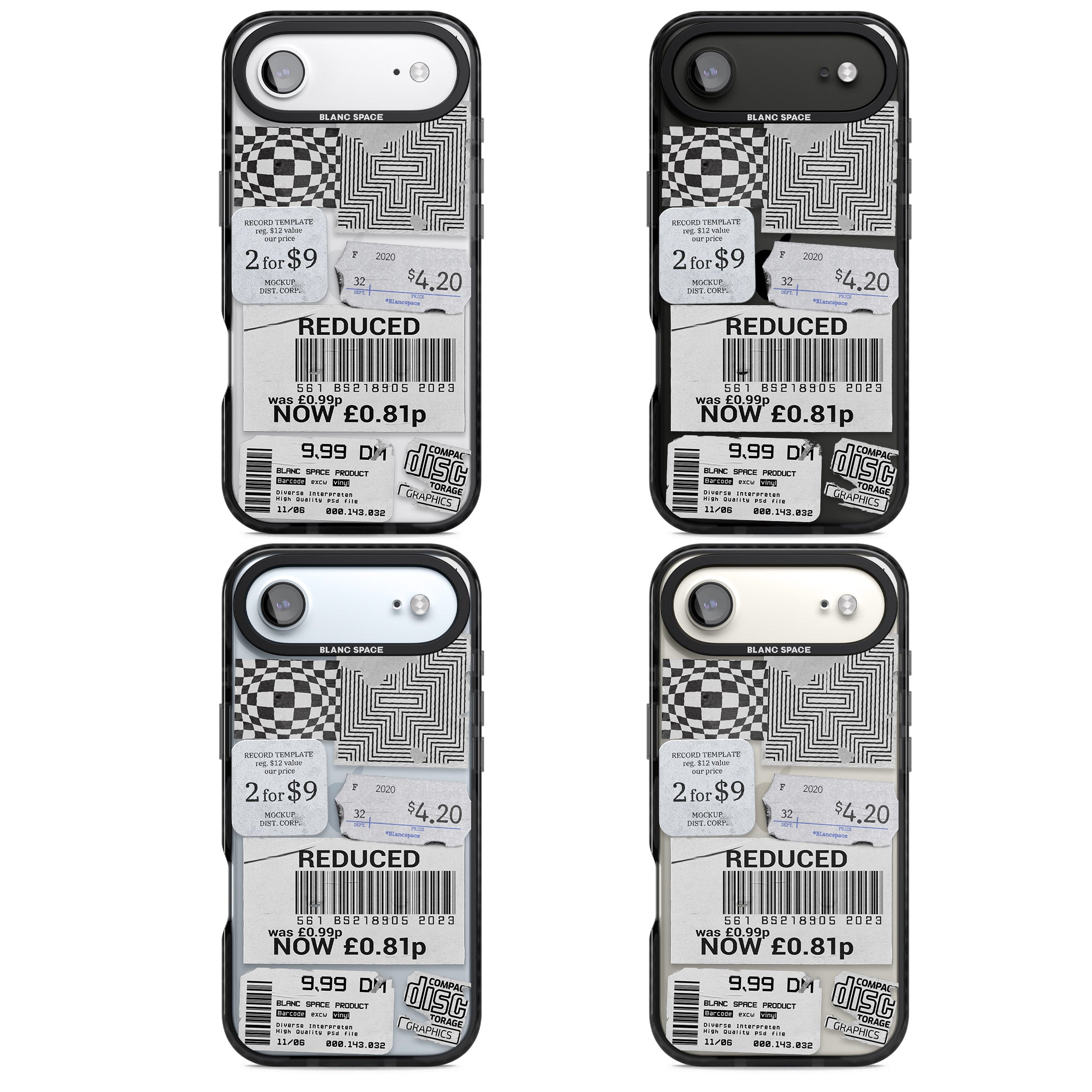 White Sticker Mix iPhone 17 Air Impact Black Phone Case APT Impact Protection