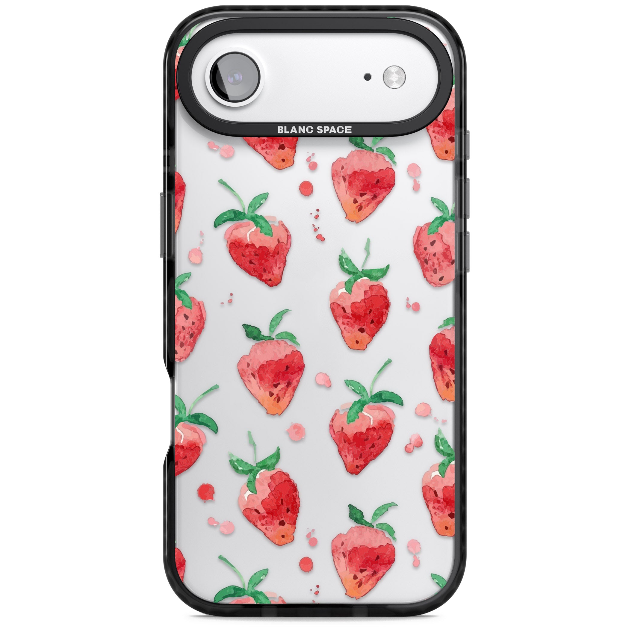 Strawberry Watercolour iPhone 17 Air Impact Black Phone Case