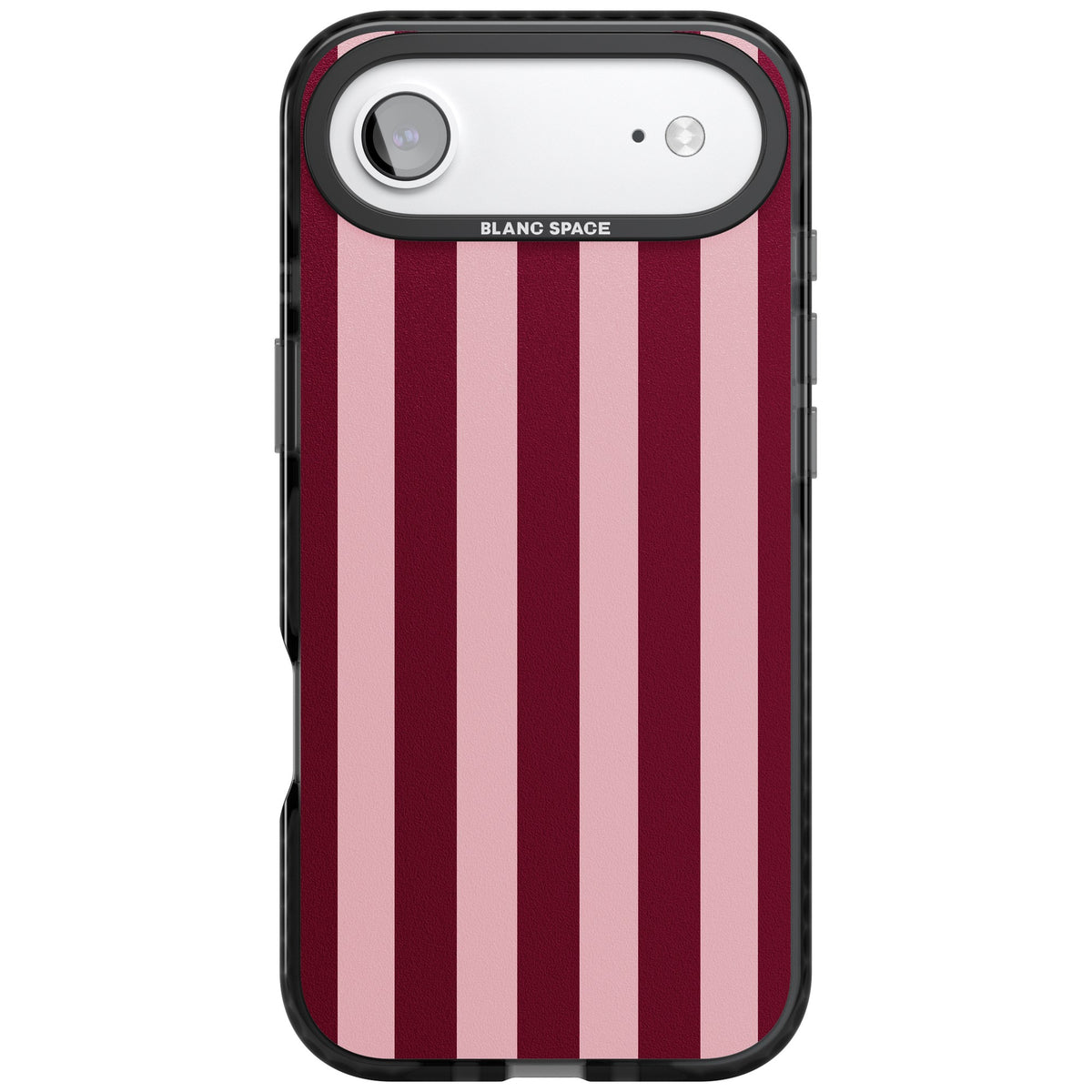 Bordeaux Belle preppy iPhone case featuring bold vertical stripes in burgundy and soft blush pink iPhone Air / iPhone 17 Air Impact Black Phone Case front