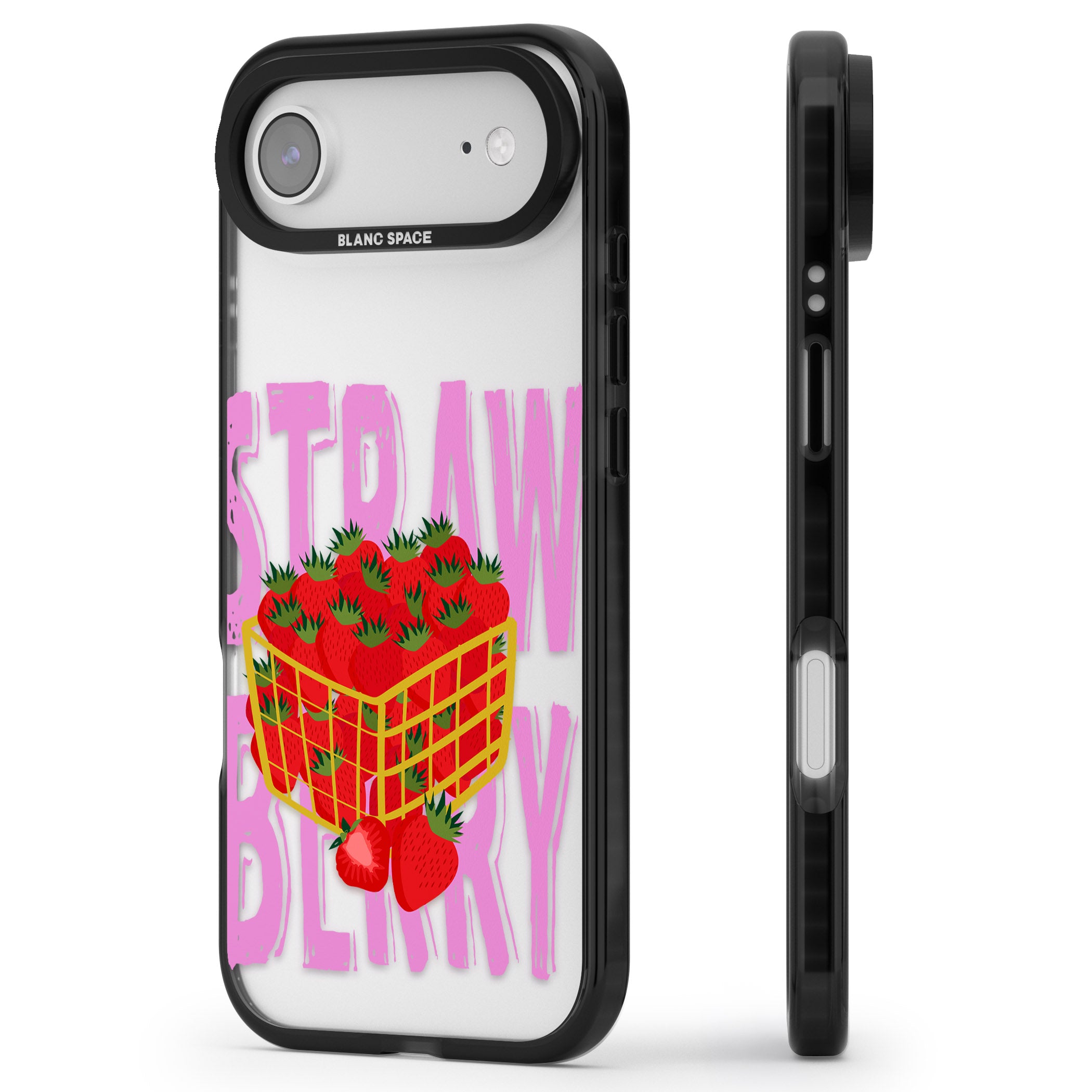 Strawberry Basket iPhone 17 Air Impact Black Phone Case Side Profile