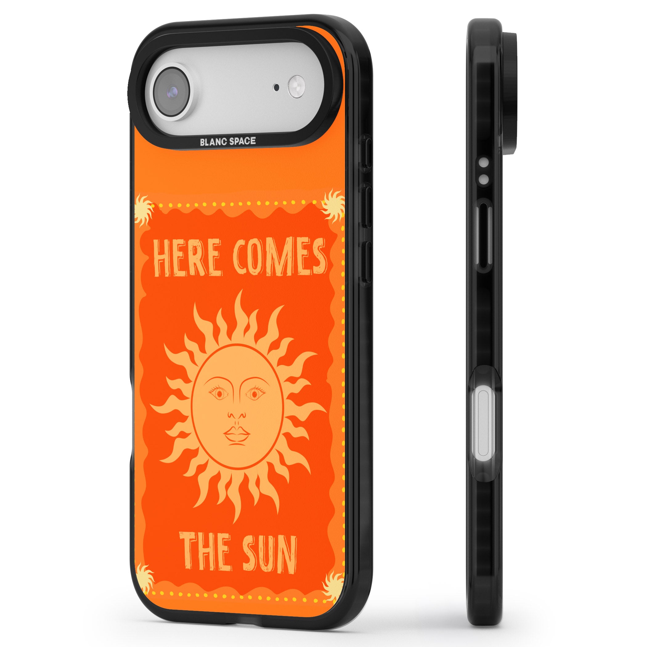 Retro Here Comes The Sun iPhone 17 Air Impact Black Phone Case Side Profile