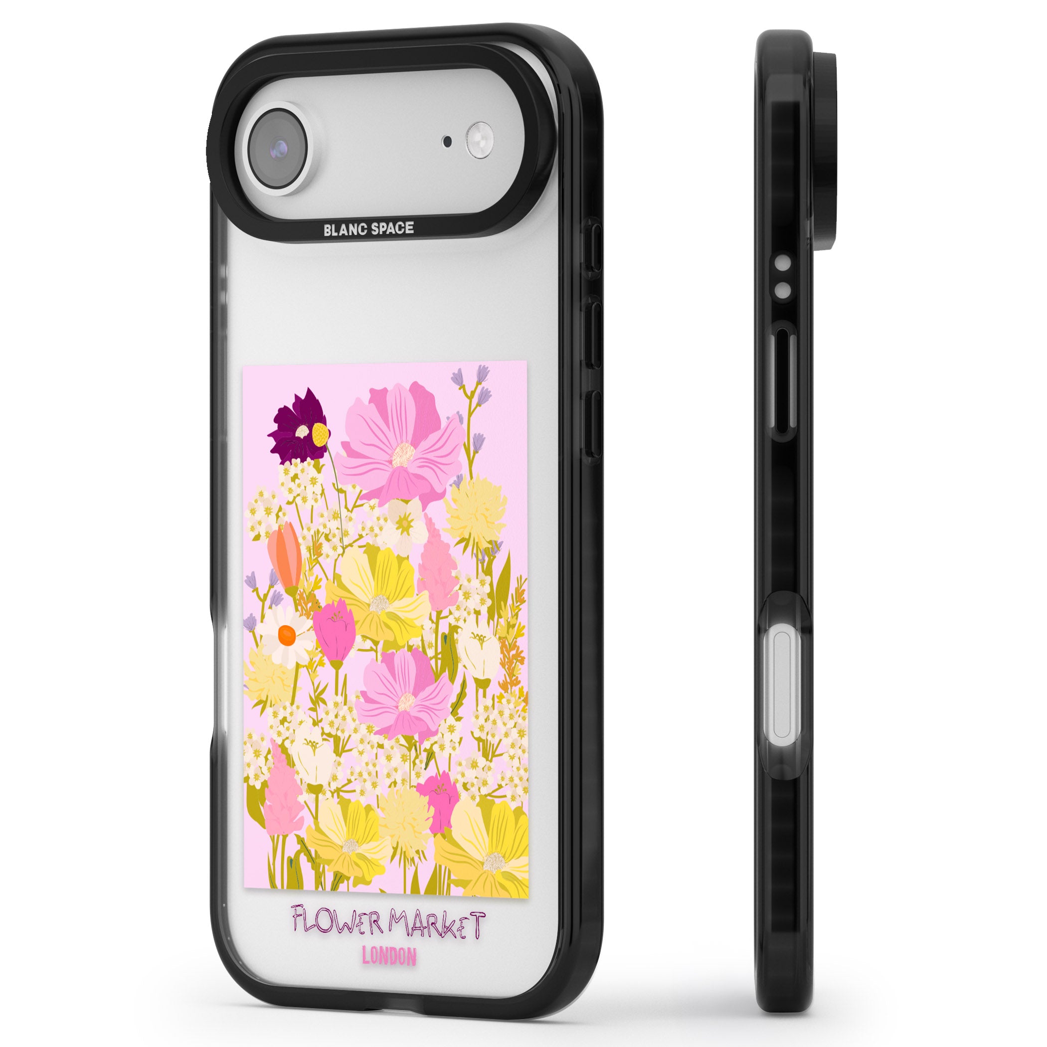 Flower Market iPhone 17 Air Impact Black Phone Case Side Profile