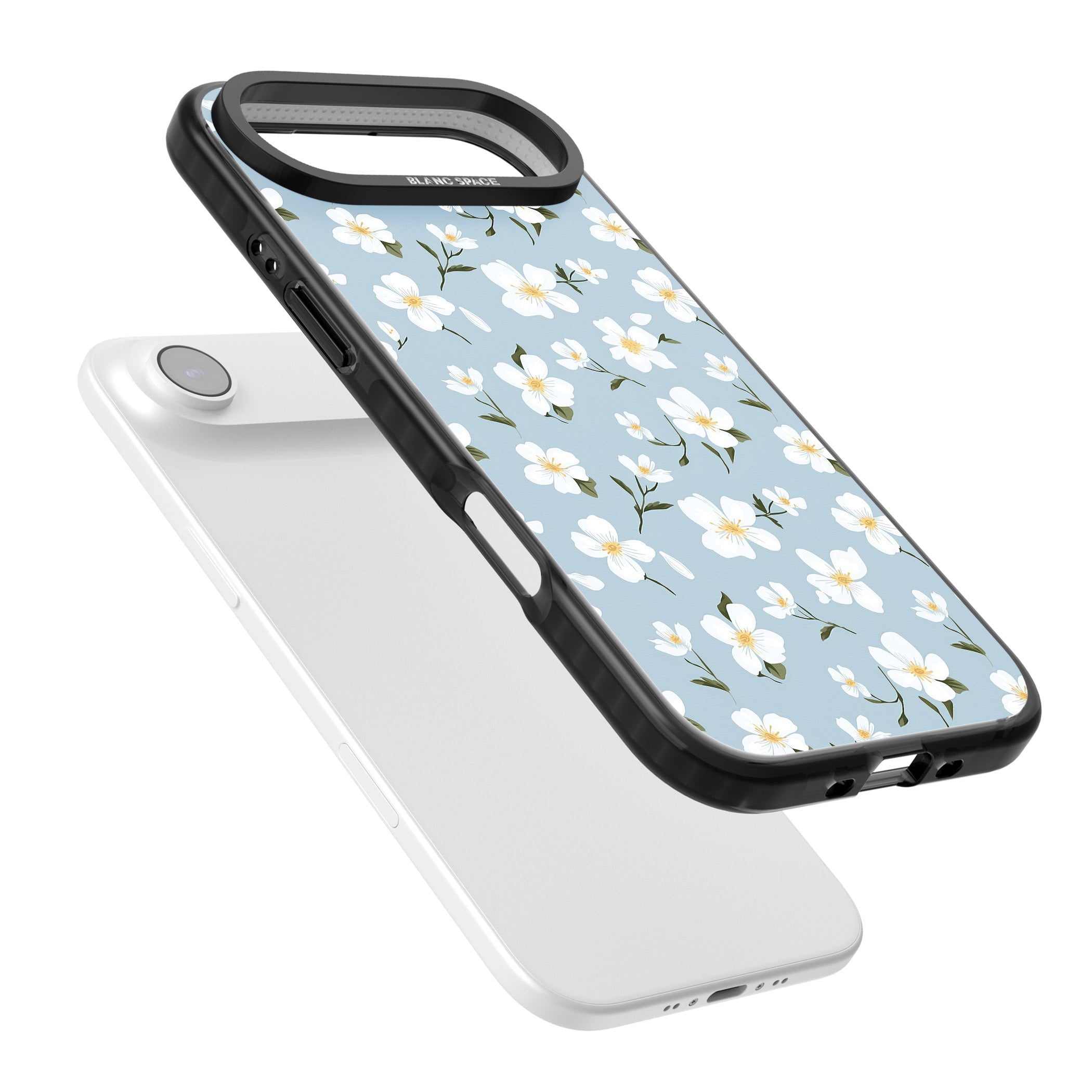 Soft White Blossoms iPhone 17 Air Impact Black Phone Case Colours