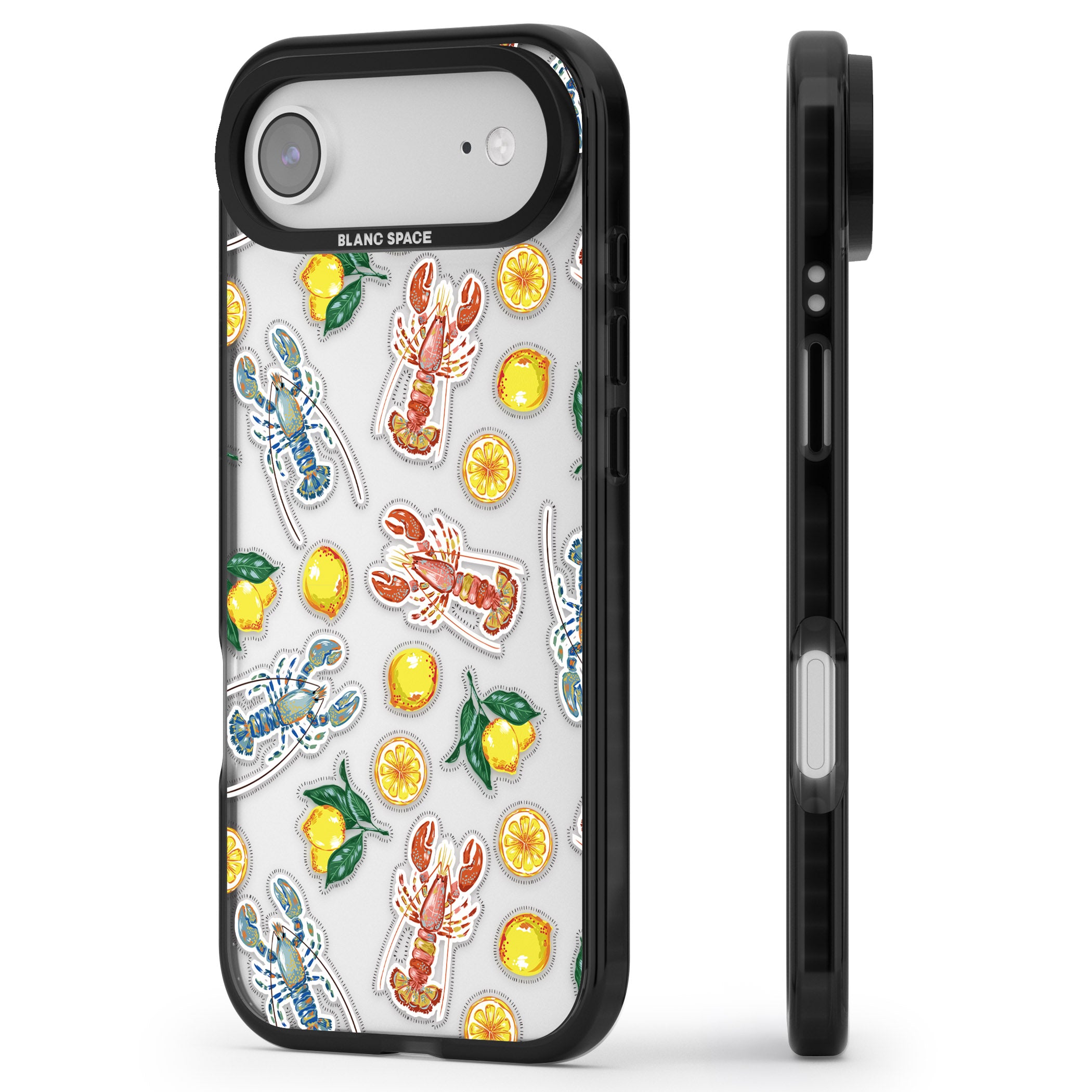 Lemons & Lobsters iPhone 17 Air Impact Black Phone Case Side Profile