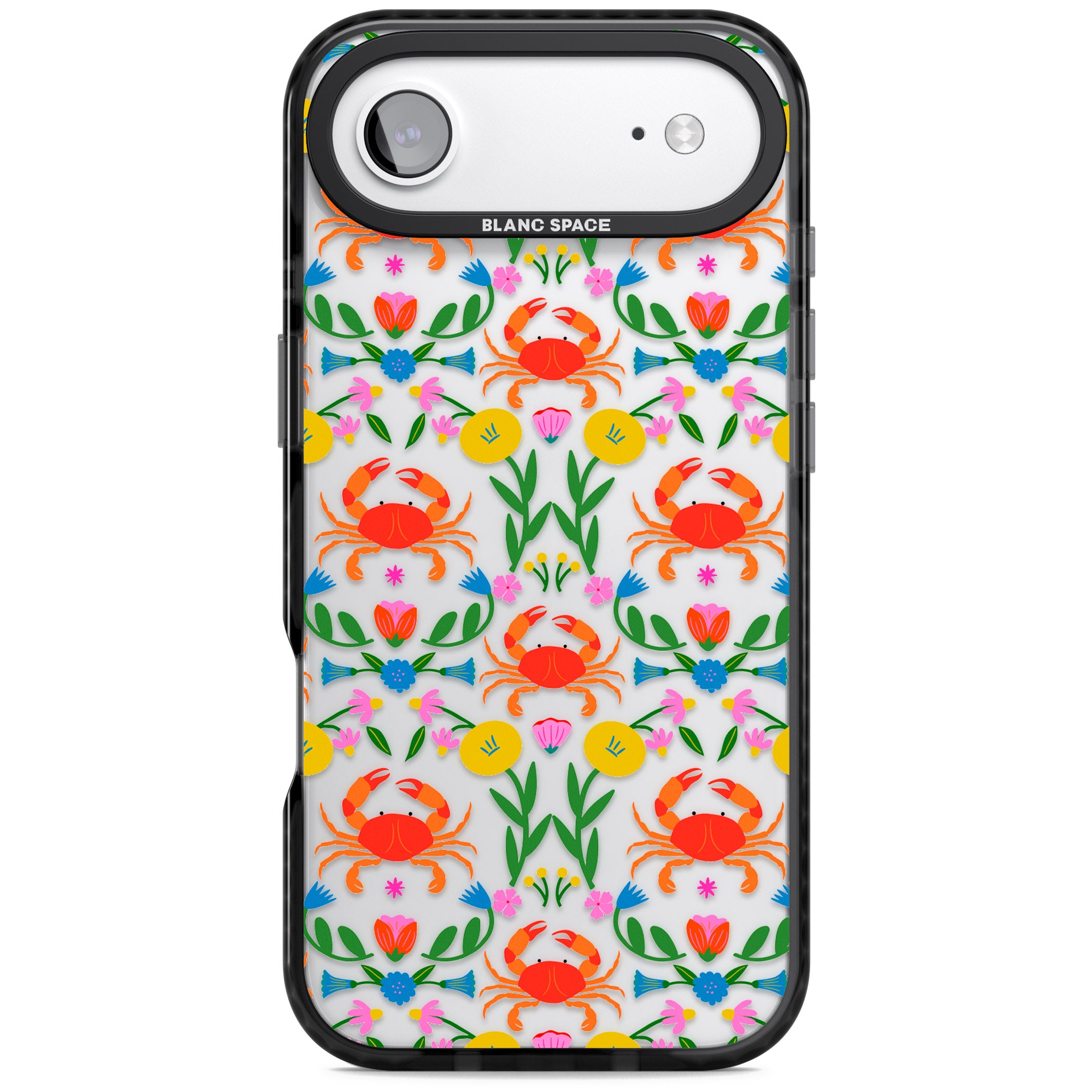 Crabs Flowers iPhone 17 Air Impact Black Phone Case