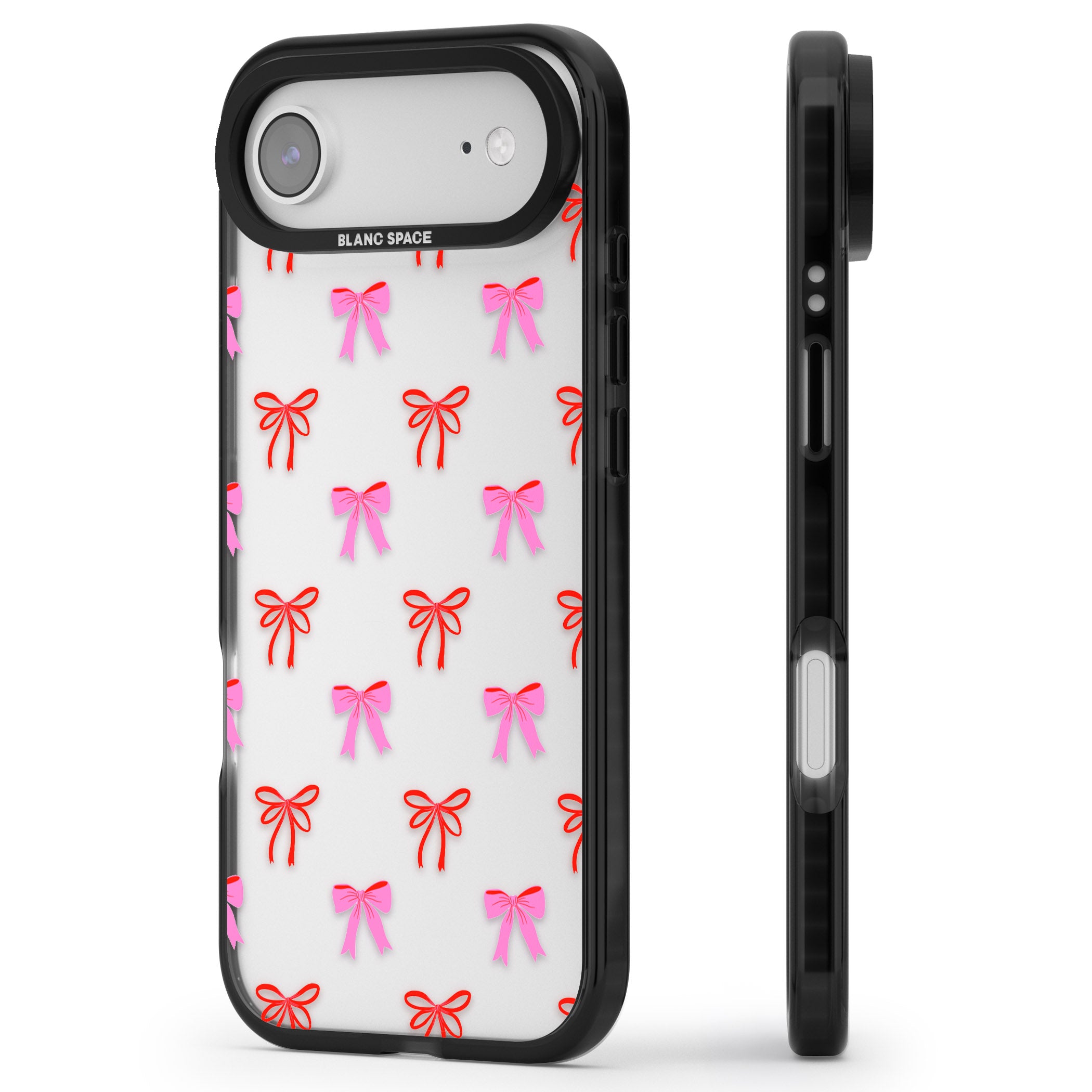 Cute Bow Pattern iPhone 17 Air Impact Black Phone Case Side Profile