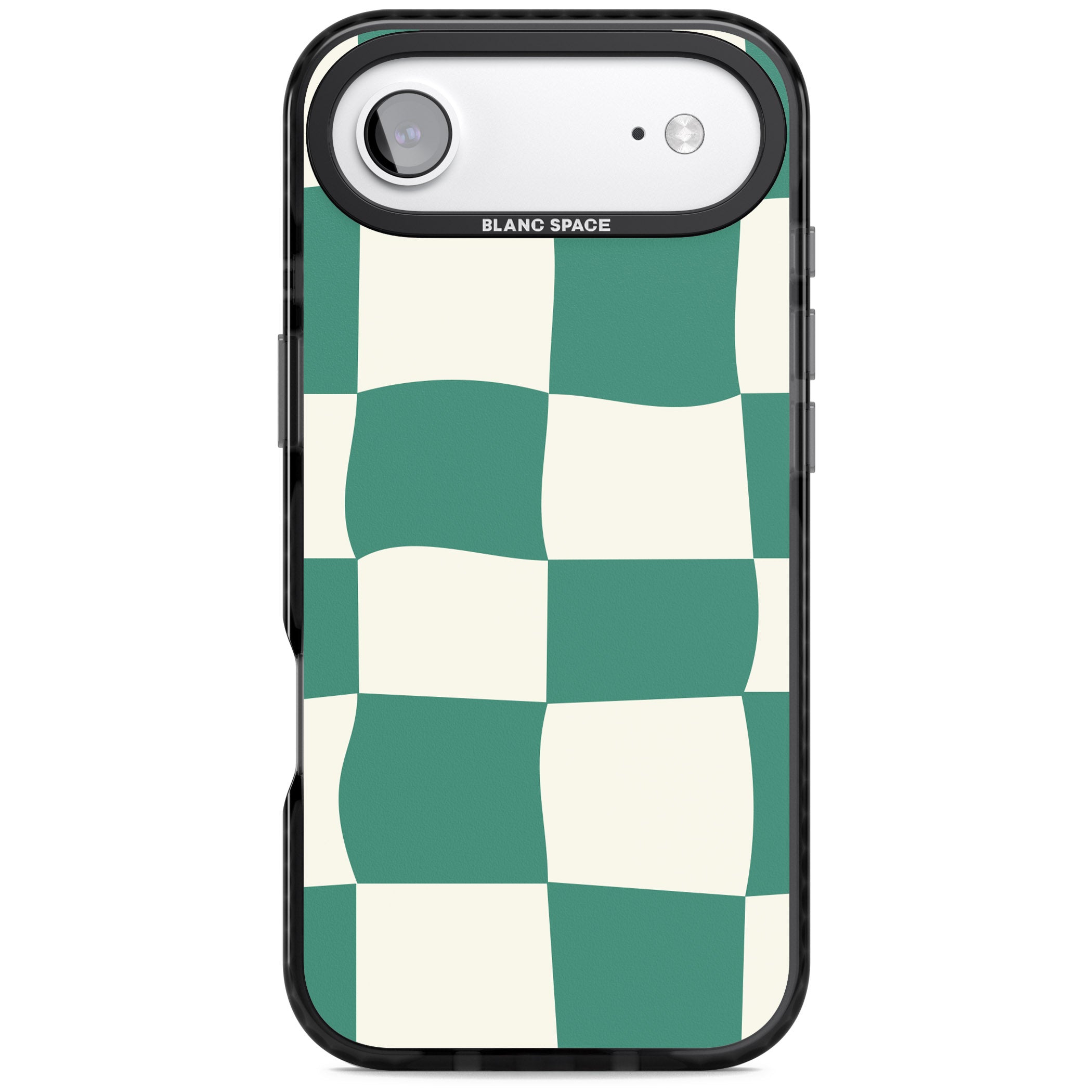 Green & Cream Wavy Check iPhone 17 Air Impact Black Phone Case