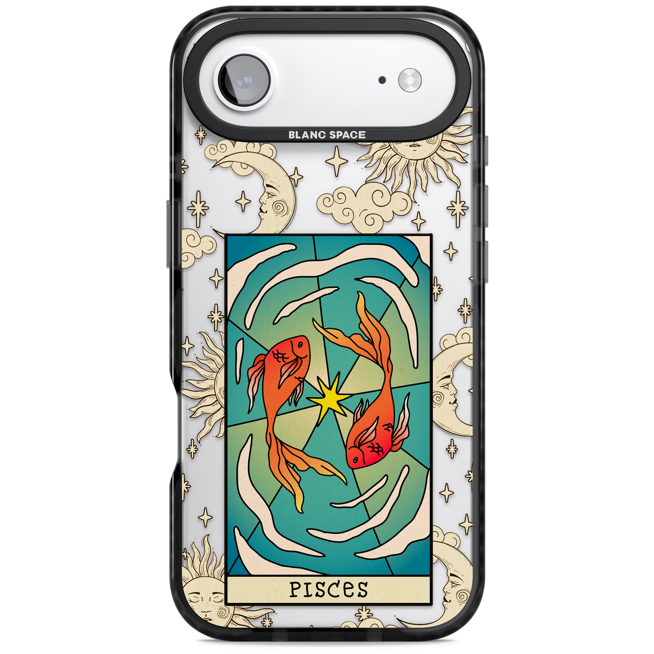 Celestial Zodiac Pisces iPhone 17 Air Impact Black Phone Case