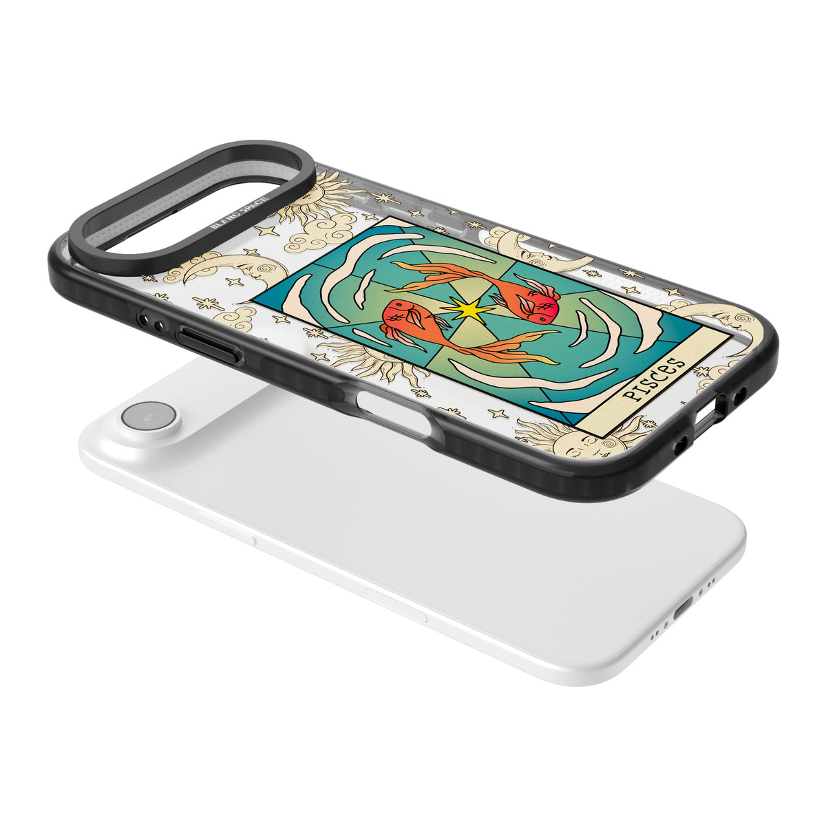 Celestial Zodiac Pisces iPhone Air Impact Black Phone Case angled