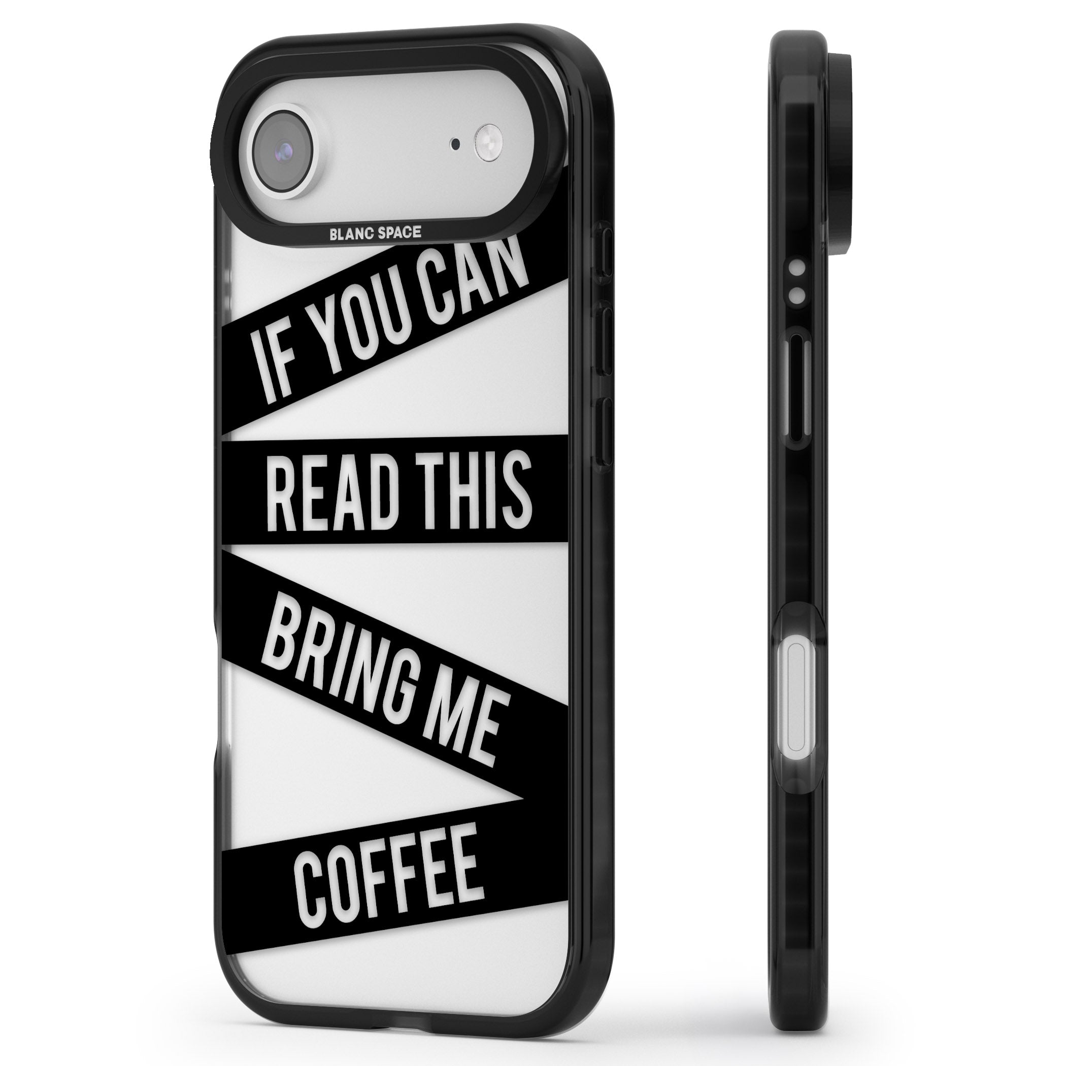 Bring Me Coffee iPhone 17 Air Impact Black Phone Case Side Profile