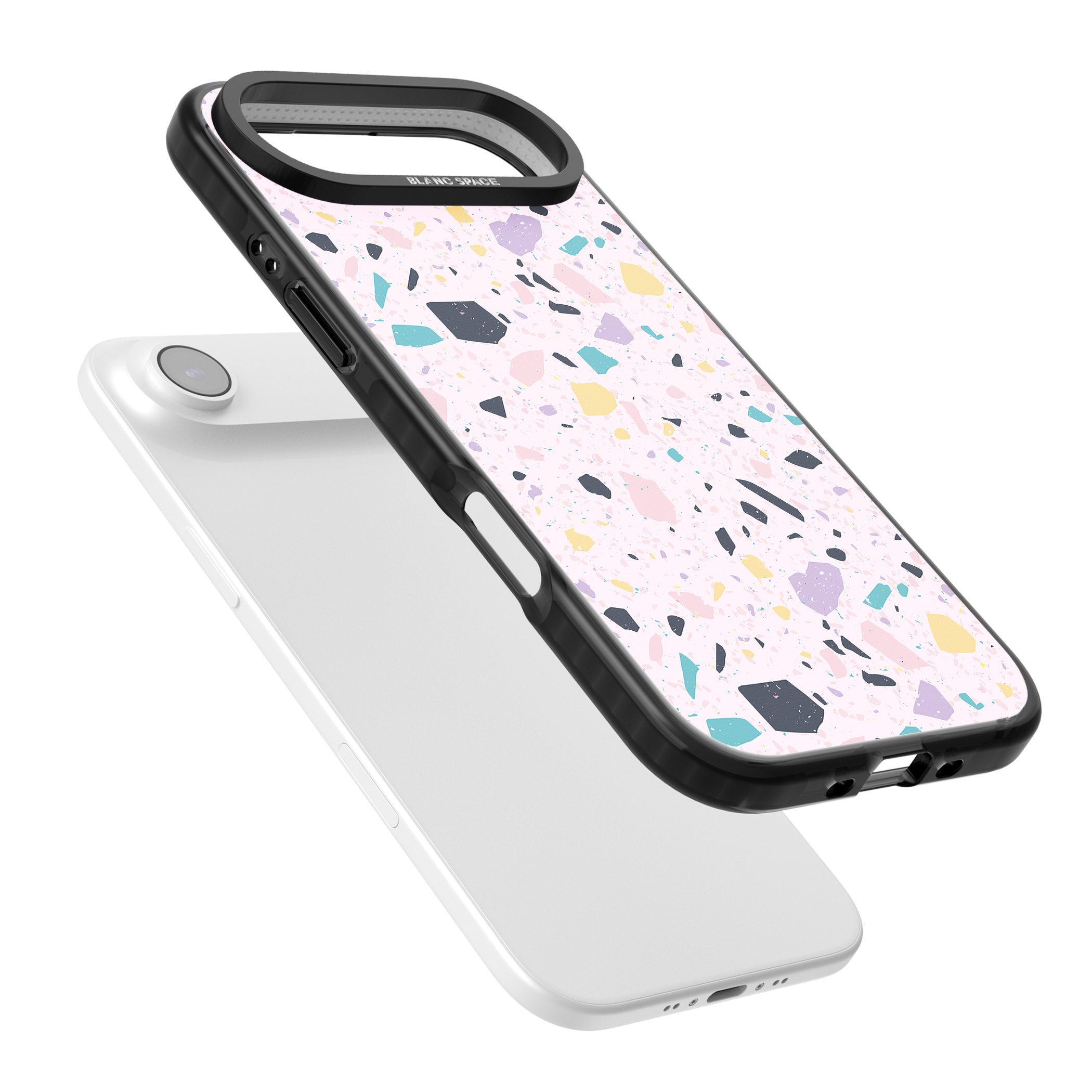 Pink, Purple & Turquoise Terrazzo Pattern iPhone 17 Air Impact Black Phone Case Colours