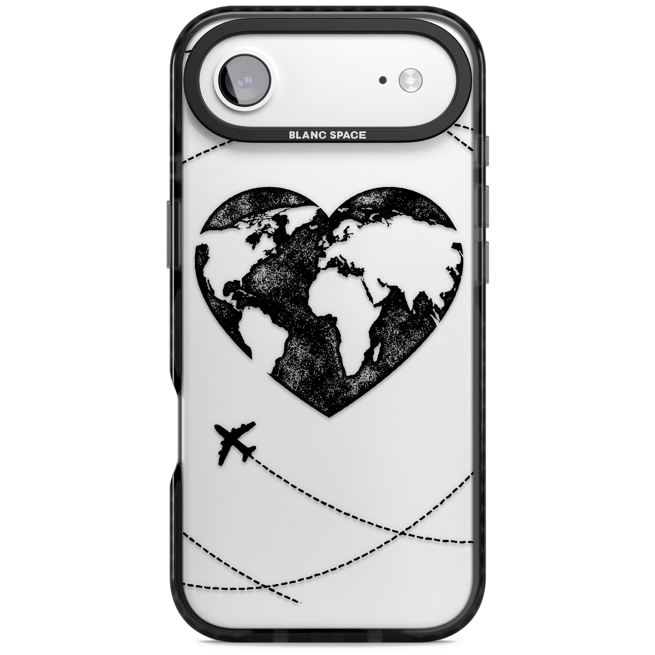 Globe Heart iPhone 17 Air Impact Black Phone Case