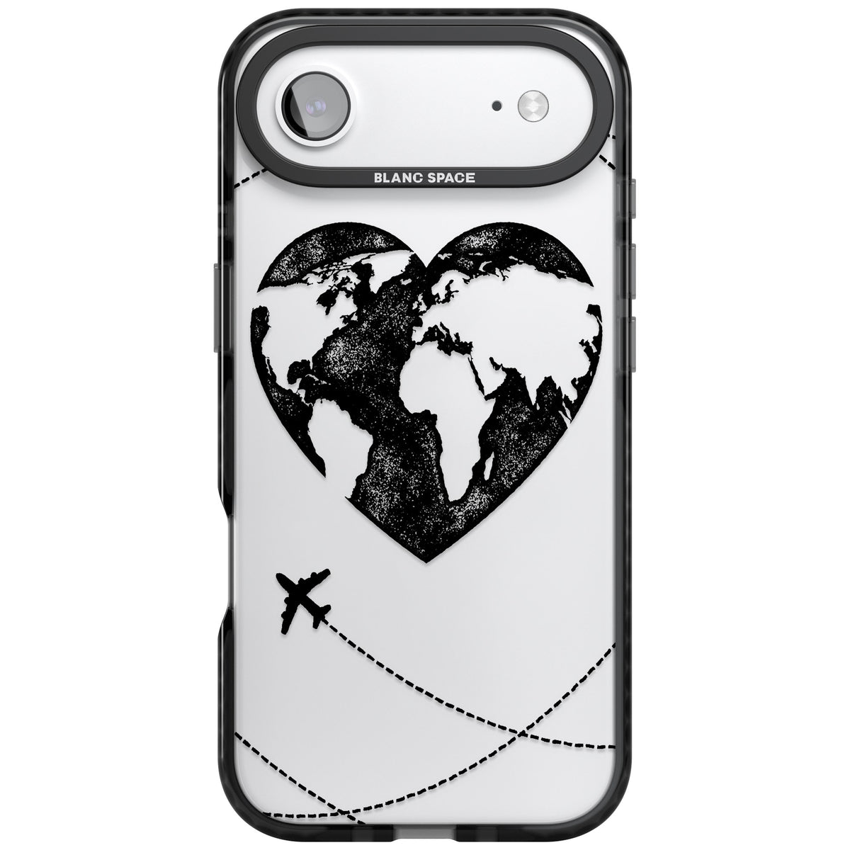 Globe Heart iPhone Air Impact Black Phone Case front