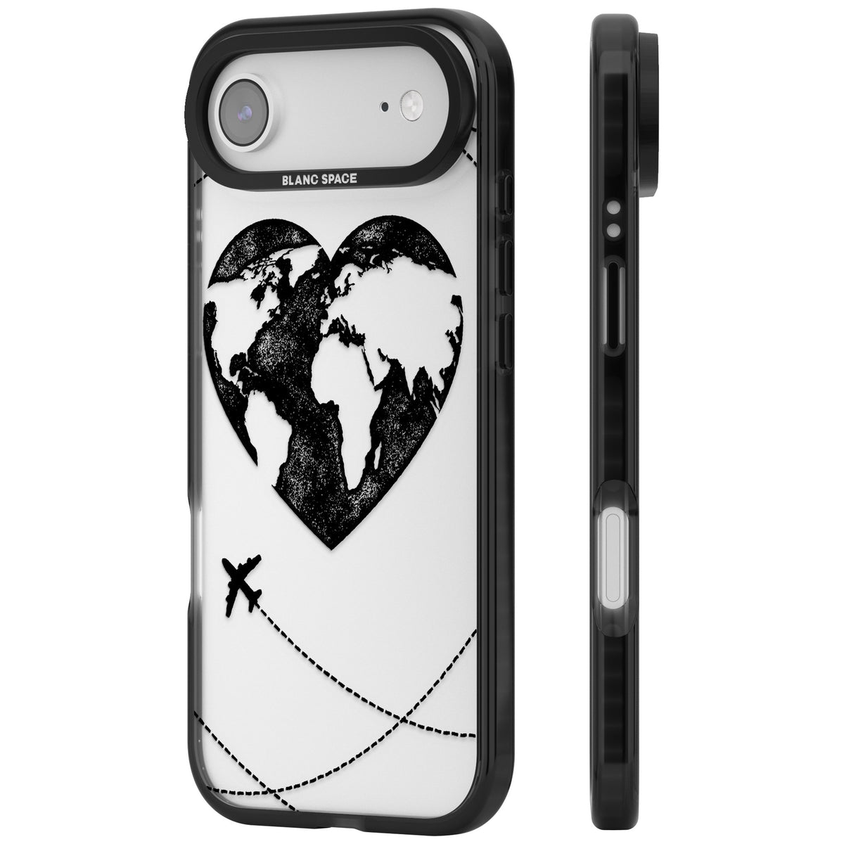 Globe Heart iPhone Air Impact Black Phone Case side