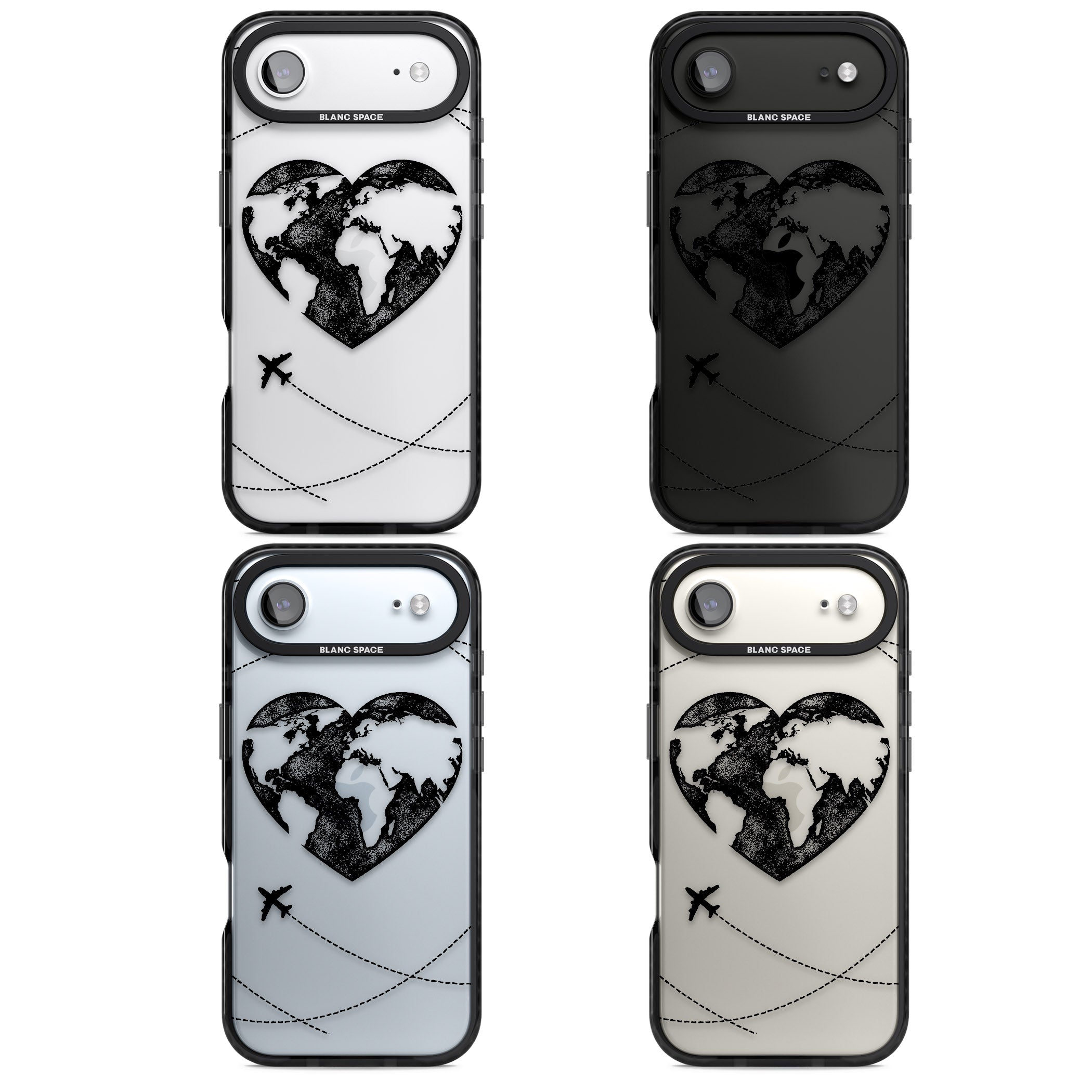 Globe Heart iPhone 17 Air Impact Black Phone Case APT Impact Protection