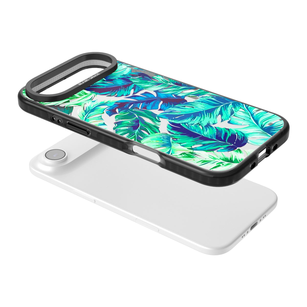 Aqua Tropic iPhone Air Impact Black Phone Case angled