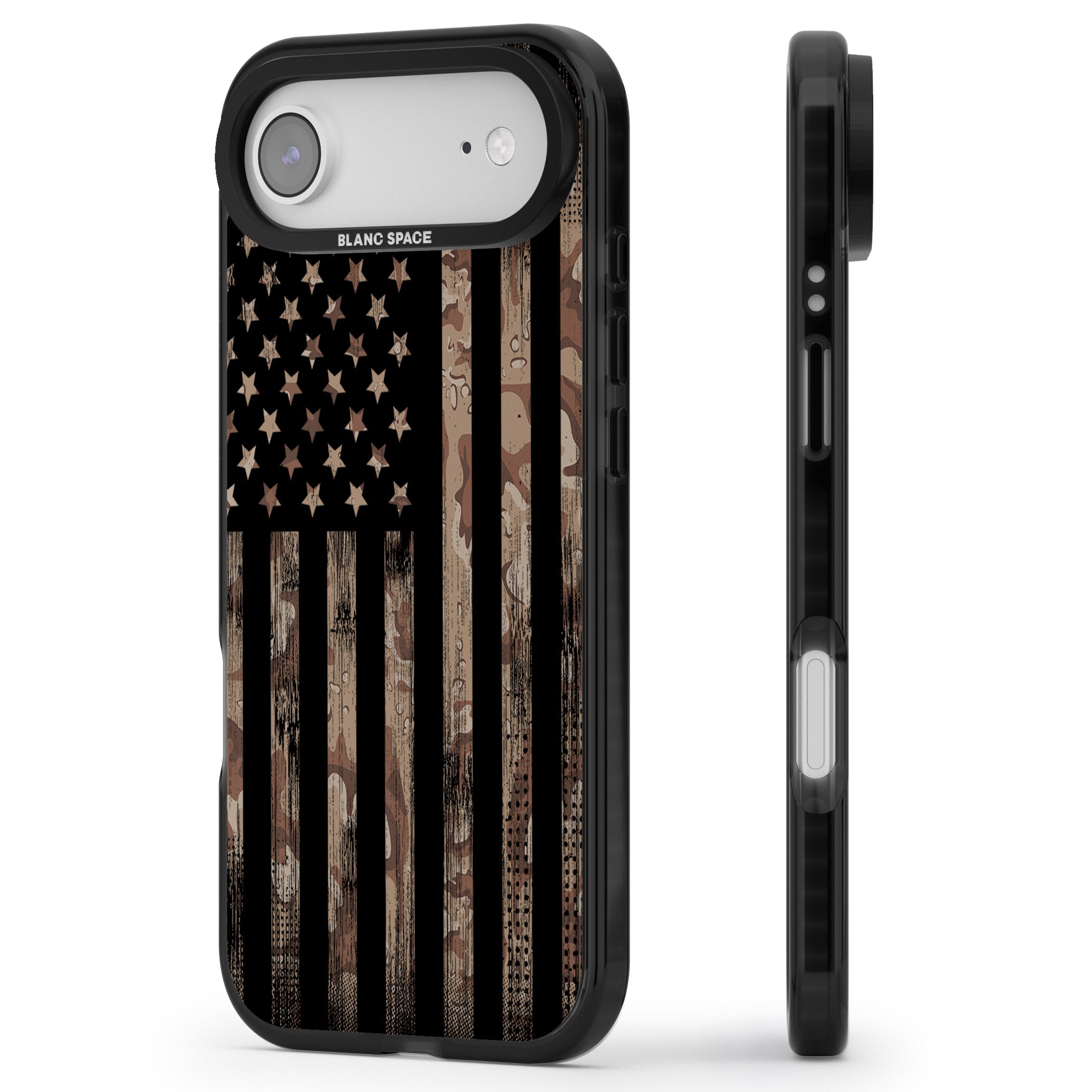 Desert Camo Us Flag iPhone 17 Air Impact Black Phone Case Side Profile