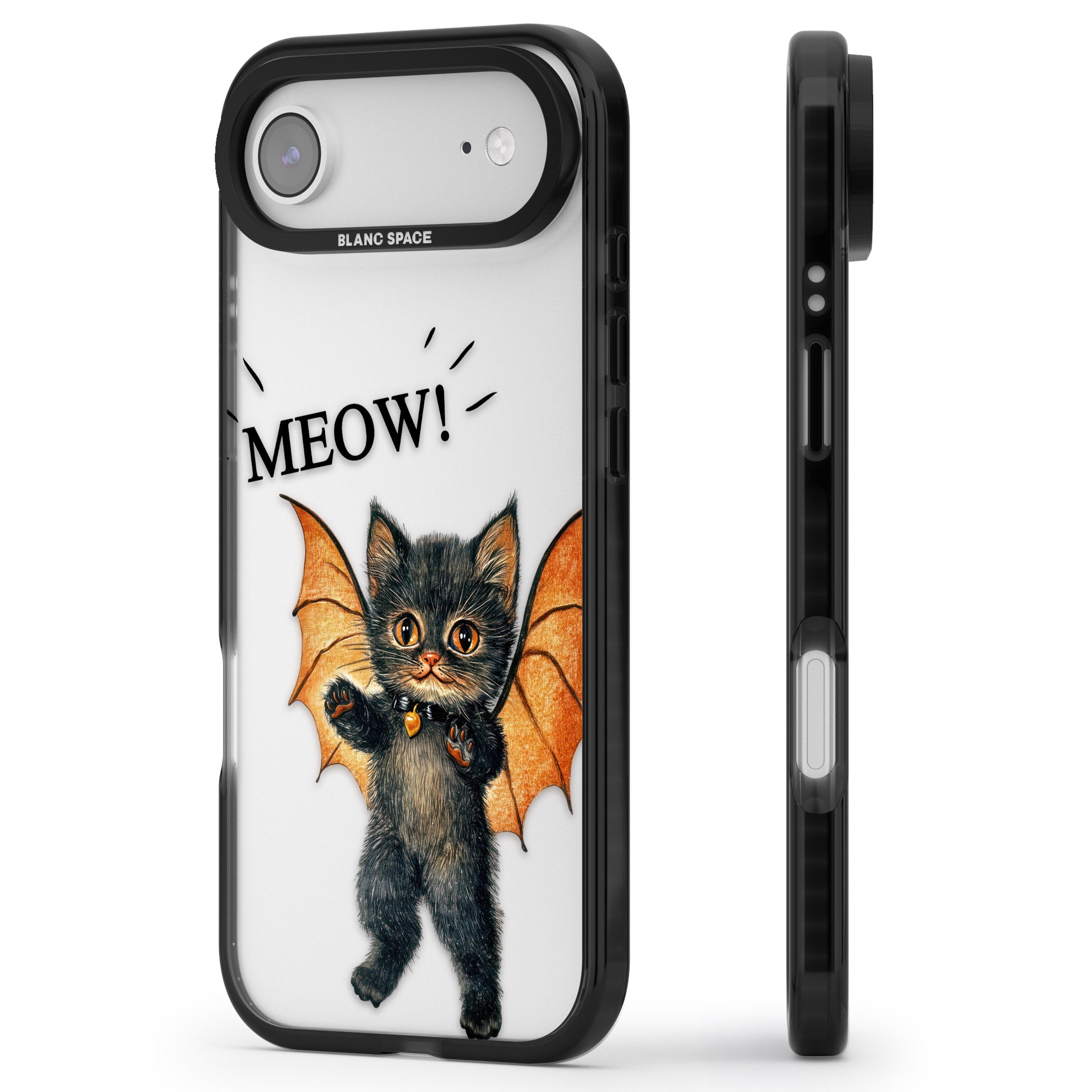 Meow iPhone 17 Air Impact Black Phone Case Side Profile