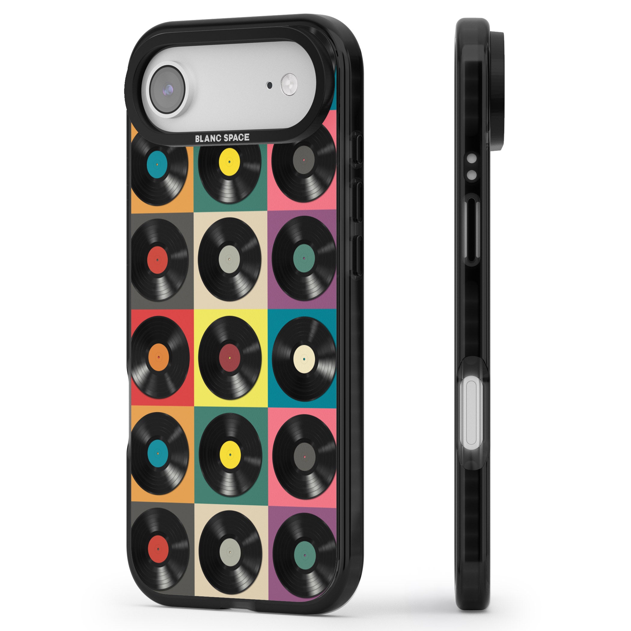Vinyl Record Pattern iPhone 17 Air Impact Black Phone Case Side Profile