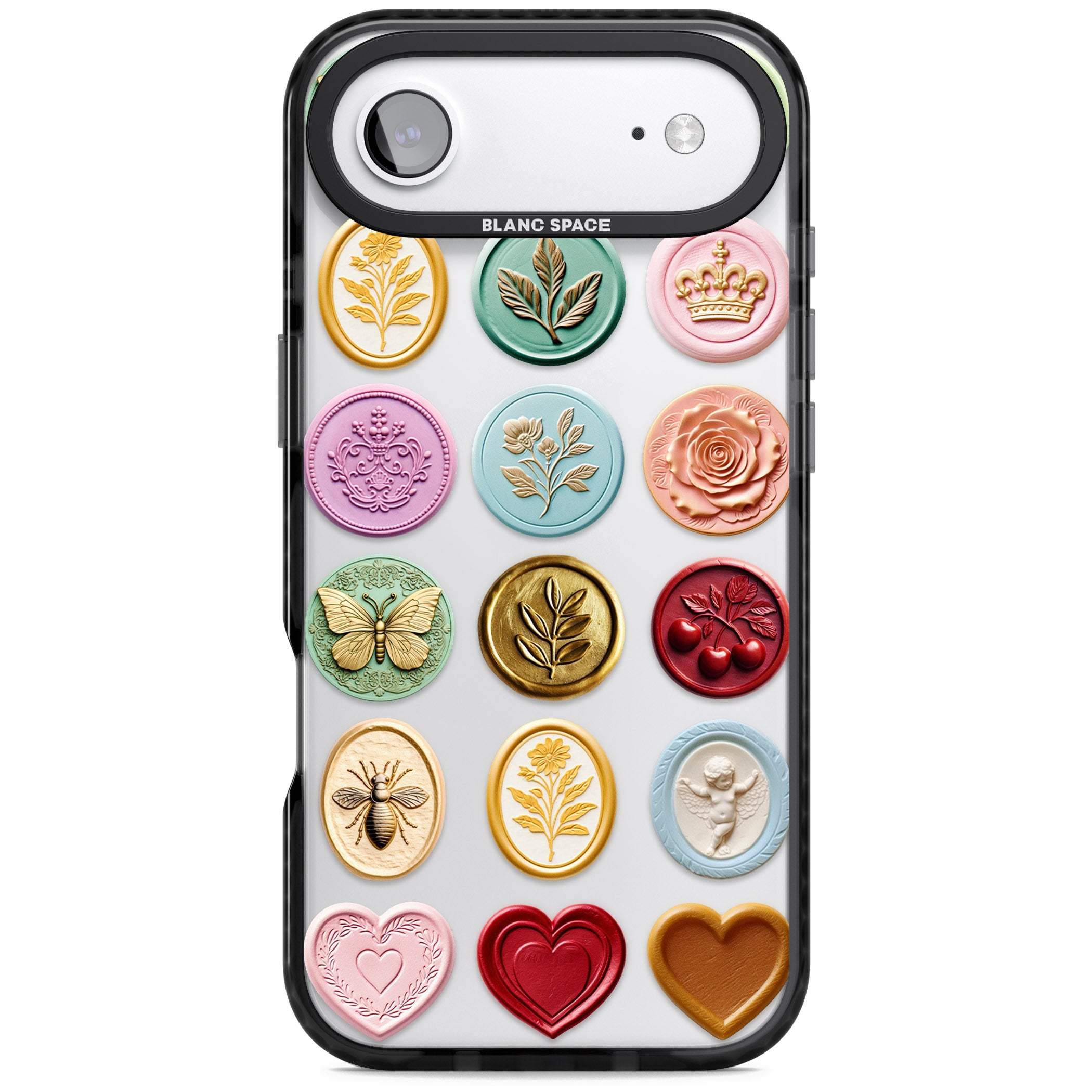 Vintage Wax Seal Pattern iPhone 17 Air Impact Black Phone Case