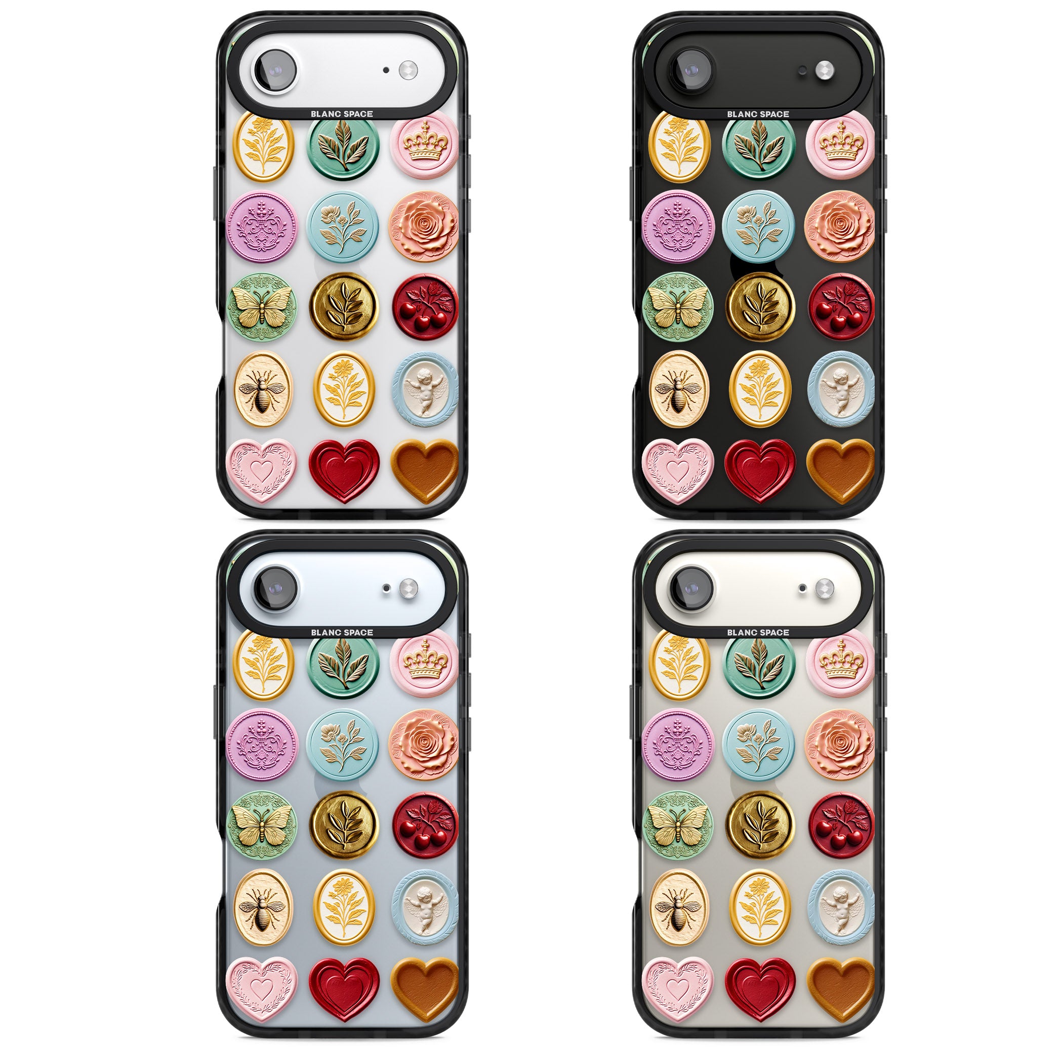 Vintage Wax Seal Pattern iPhone 17 Air Impact Black Phone Case APT Impact Protection