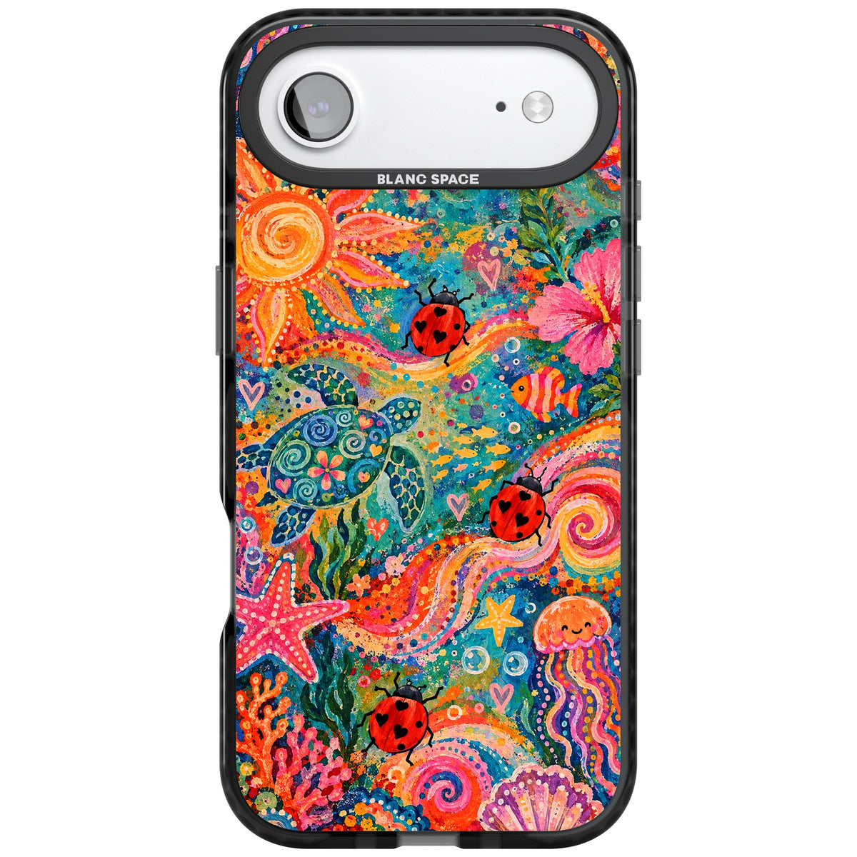 Coral Whimsy iPhone Air Impact Black Phone Case front