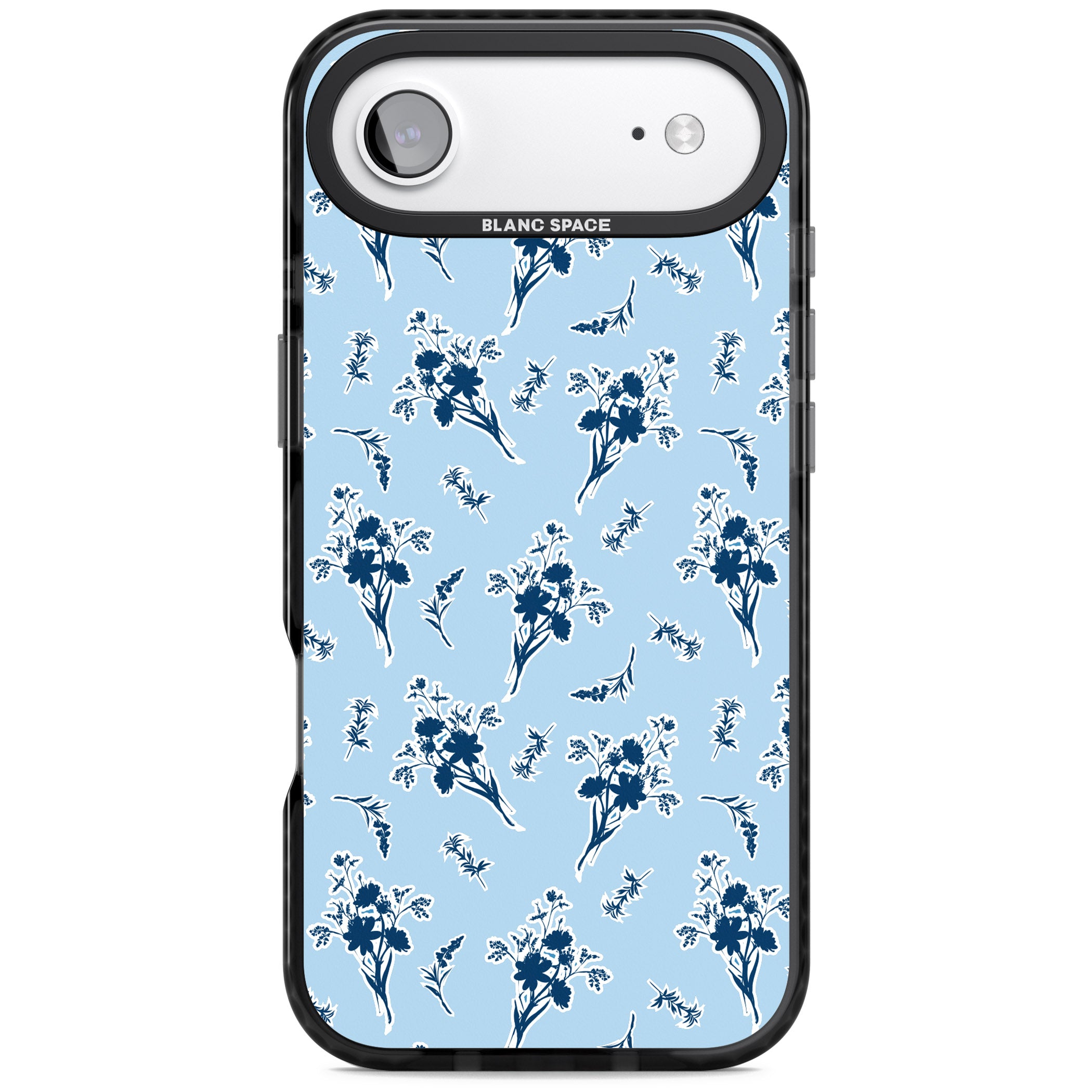 Blue Sticker Wildflowers iPhone 17 Air Impact Black Phone Case