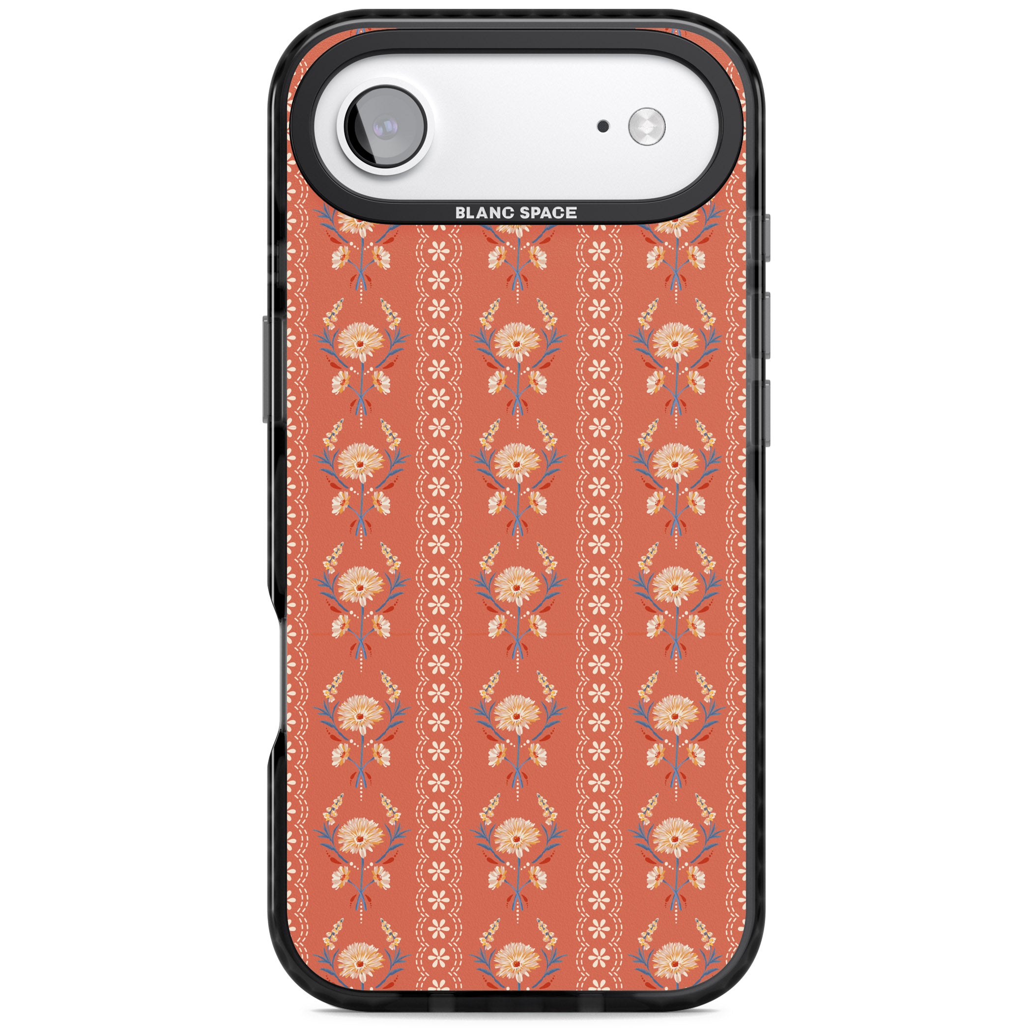 Vintage Terracotta Floral iPhone 17 Air Impact Black Phone Case
