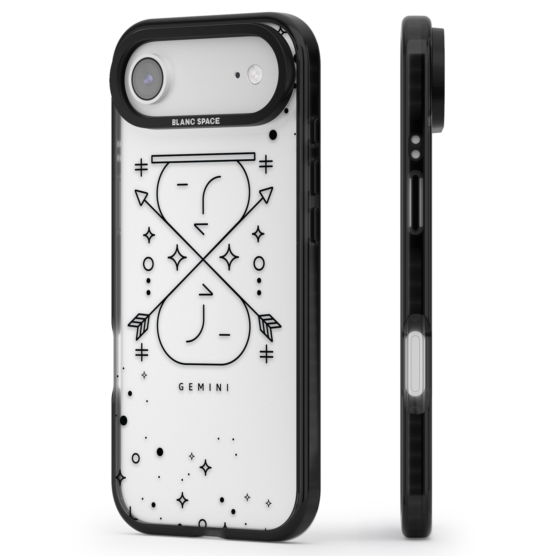 Gemini Zodiac iPhone 17 Air Impact Black Phone Case Side Profile