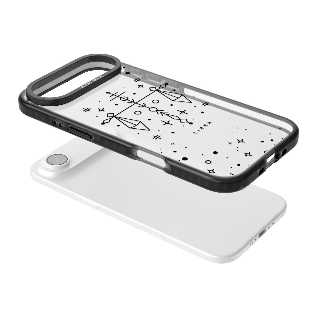 Libra Abstract Zodiac iPhone Air Impact Black Phone Case angled