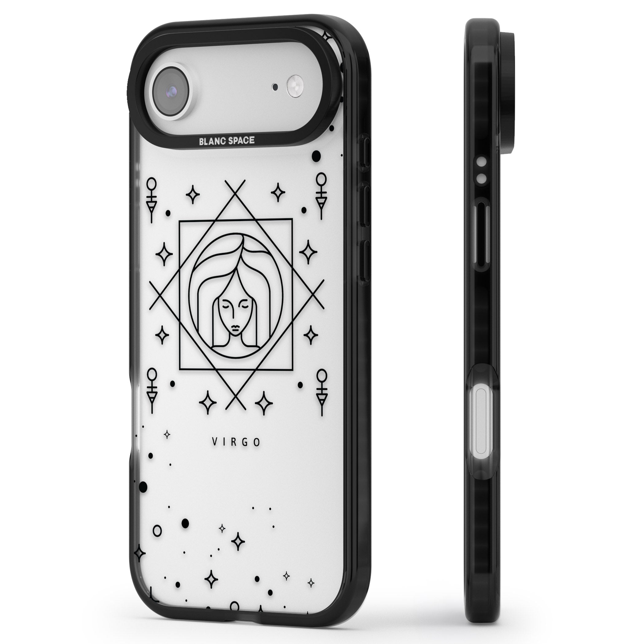 Virgo Emblem iPhone 17 Air Impact Black Phone Case Side Profile