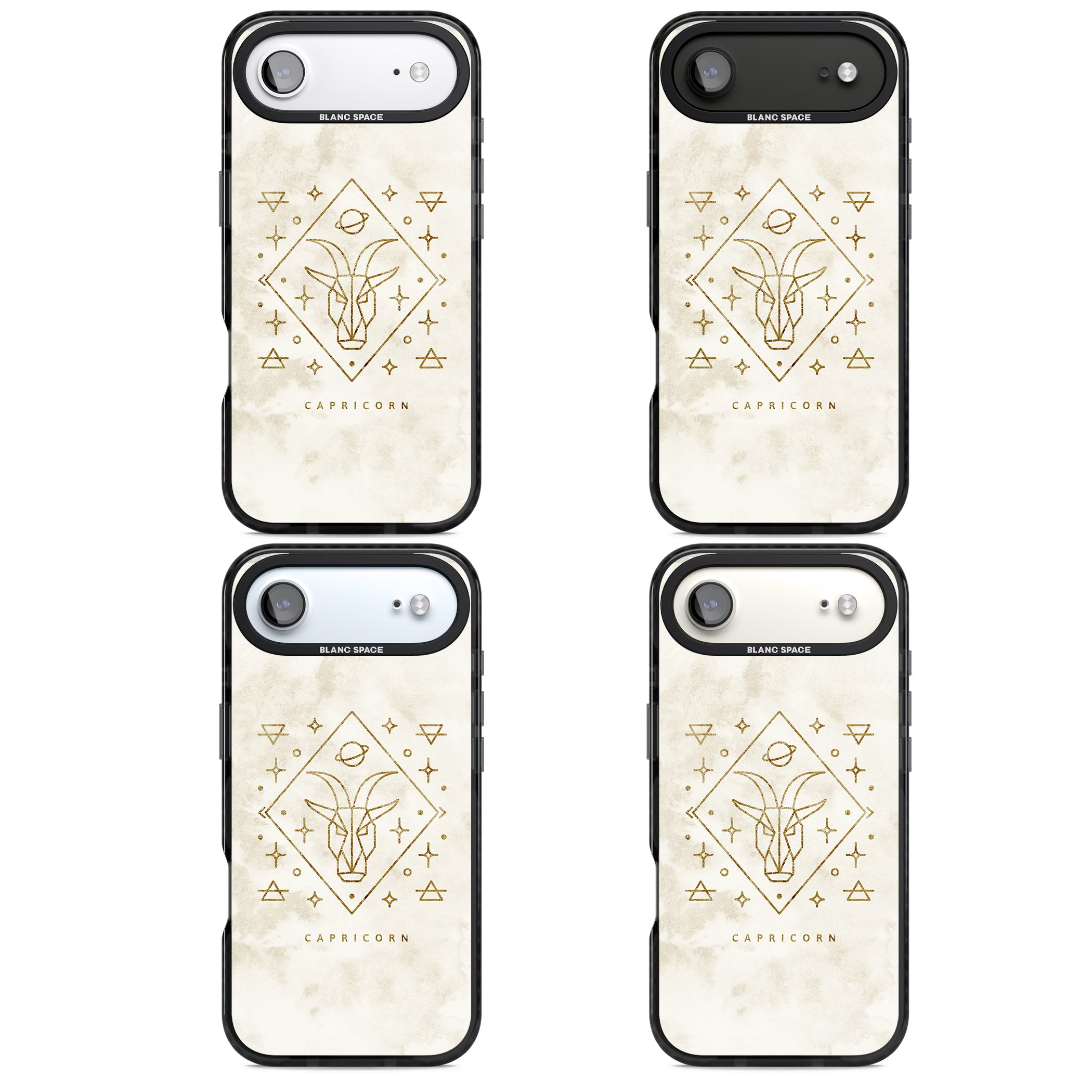 Capricorn Gold Zodiac Design iPhone 17 Air Impact Black Phone Case APT Impact Protection