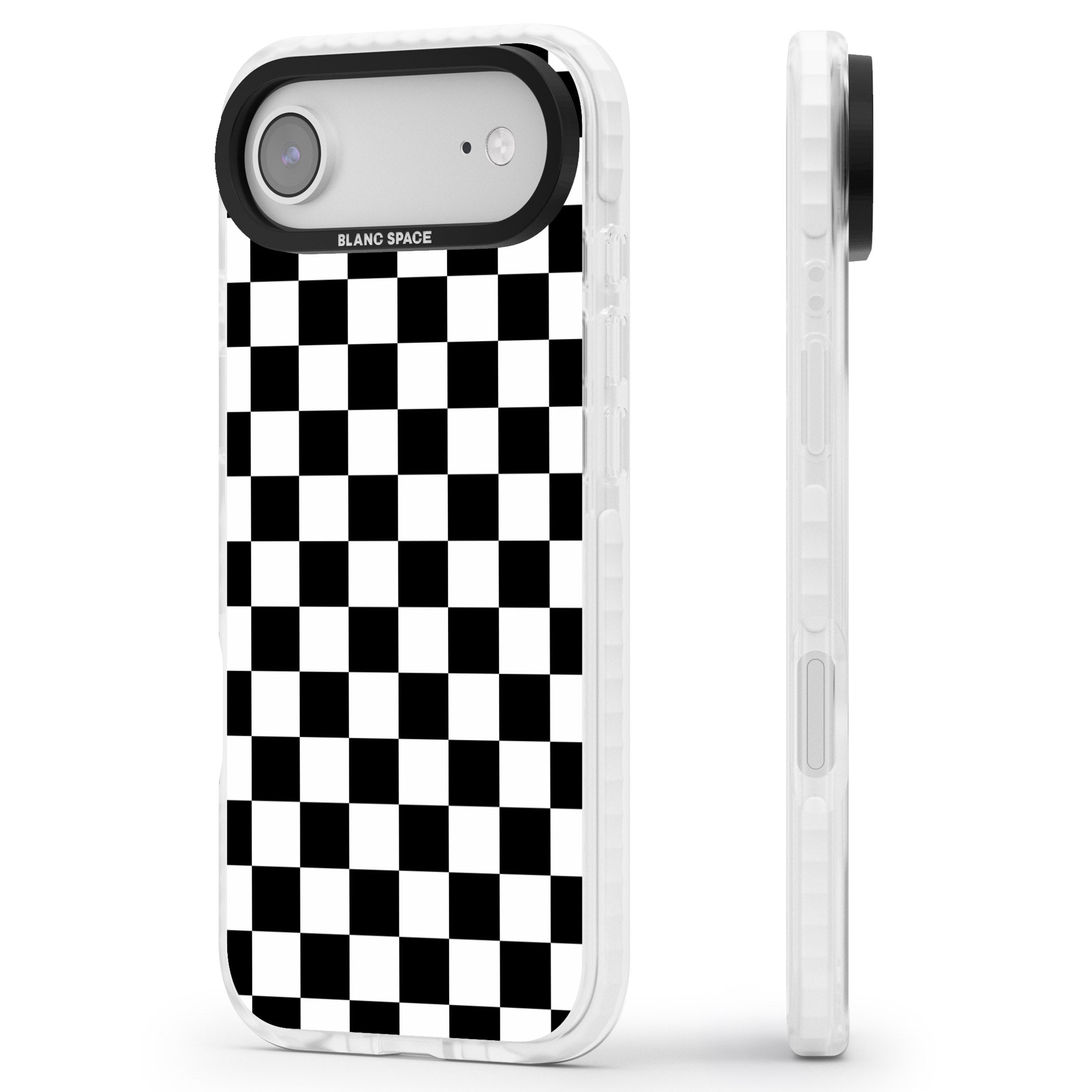Black Checkered iPhone 17 Air Impact Clear Phone Case Side Profile