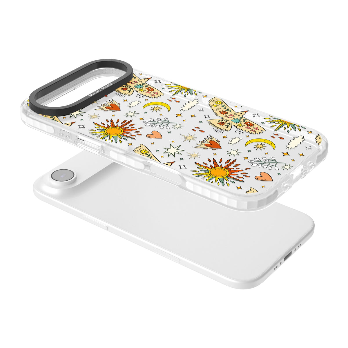 Boho Mystic Birds iPhone Air Impact Clear Phone Case angled