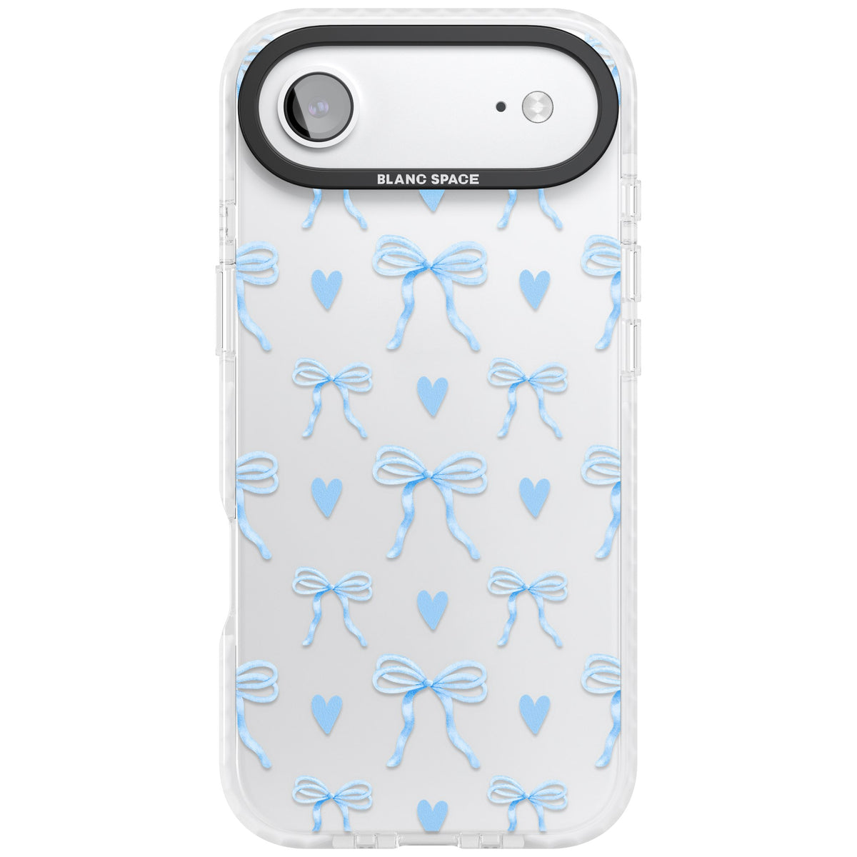 Blue Bows & Hearts iPhone Air Impact Clear Phone Case front