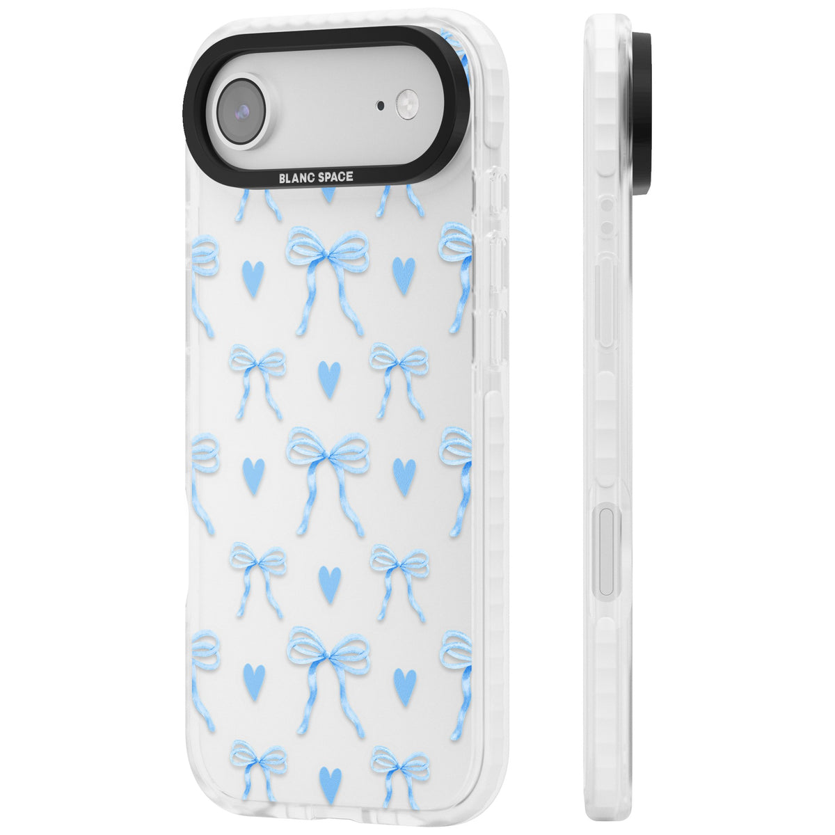 Blue Bows & Hearts iPhone Air Impact Clear Phone Case side