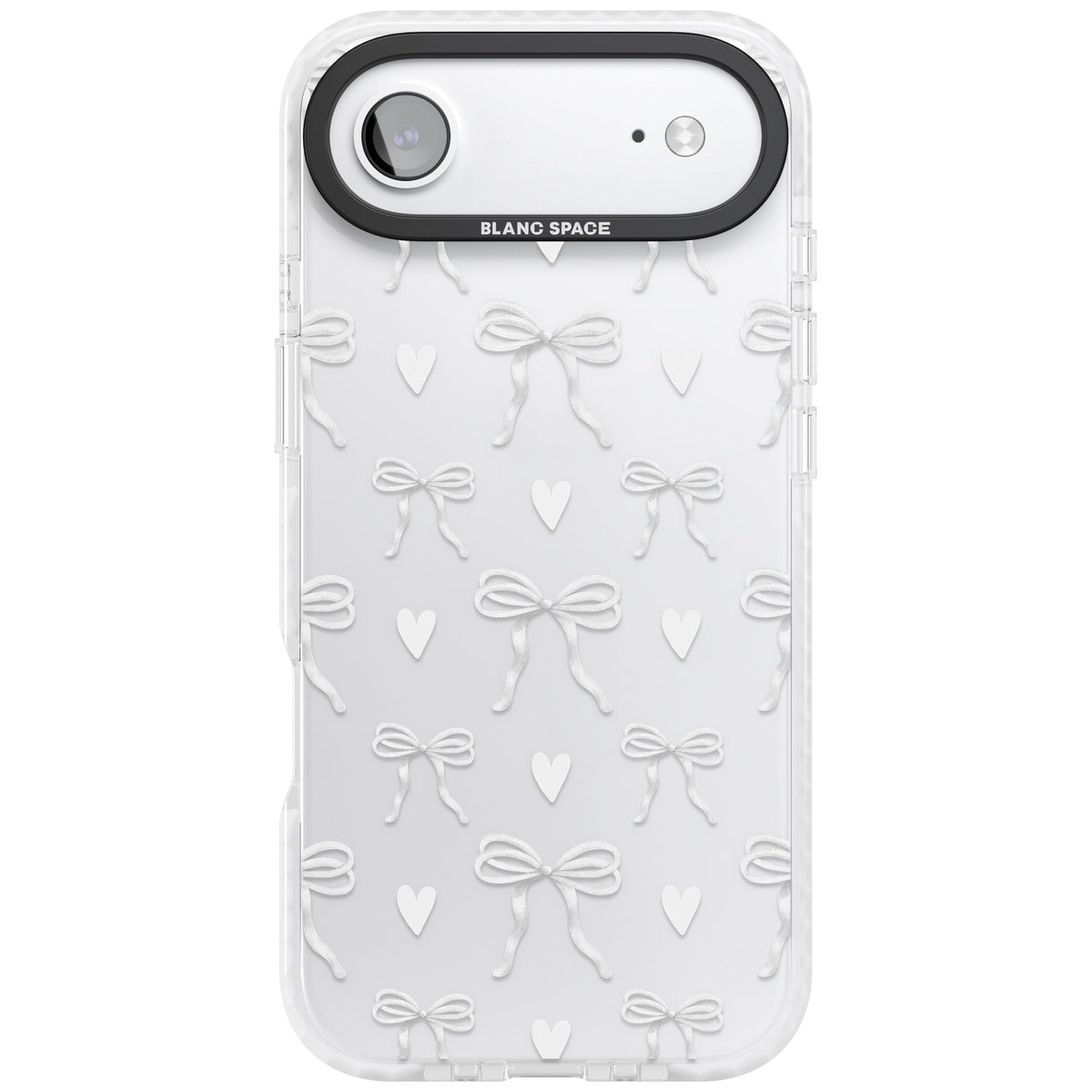 White Bows & Hearts iPhone Air Impact Clear Phone Case front