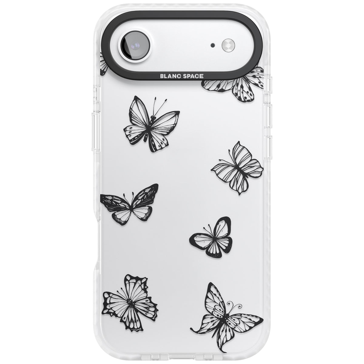 Grey Butterfly Line Pattern iPhone Air Impact Clear Phone Case front
