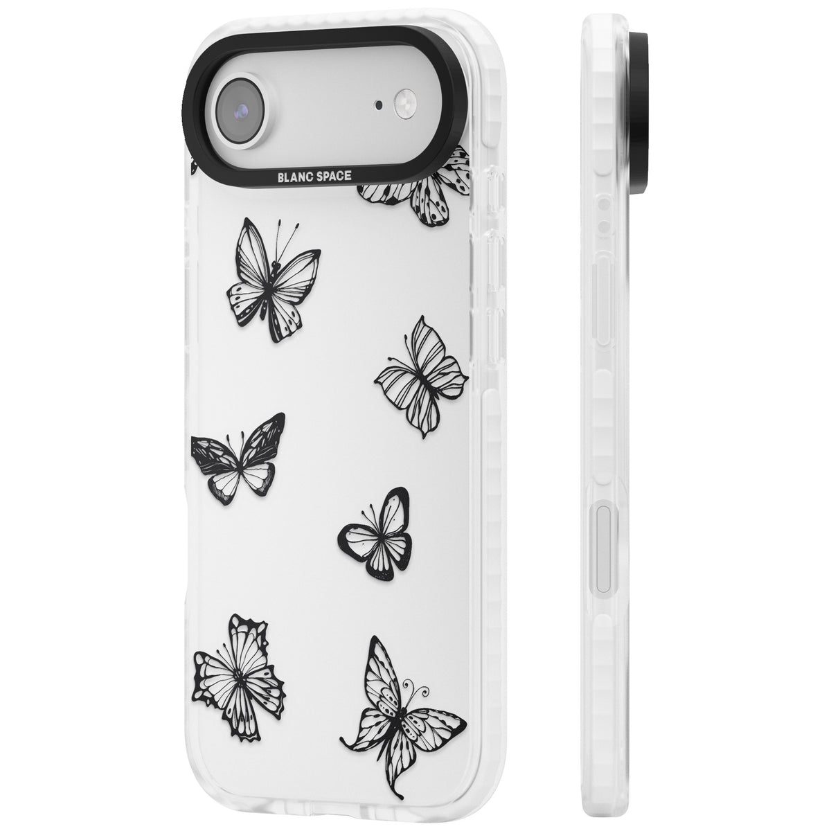 Grey Butterfly Line Pattern iPhone Air Impact Clear Phone Case side