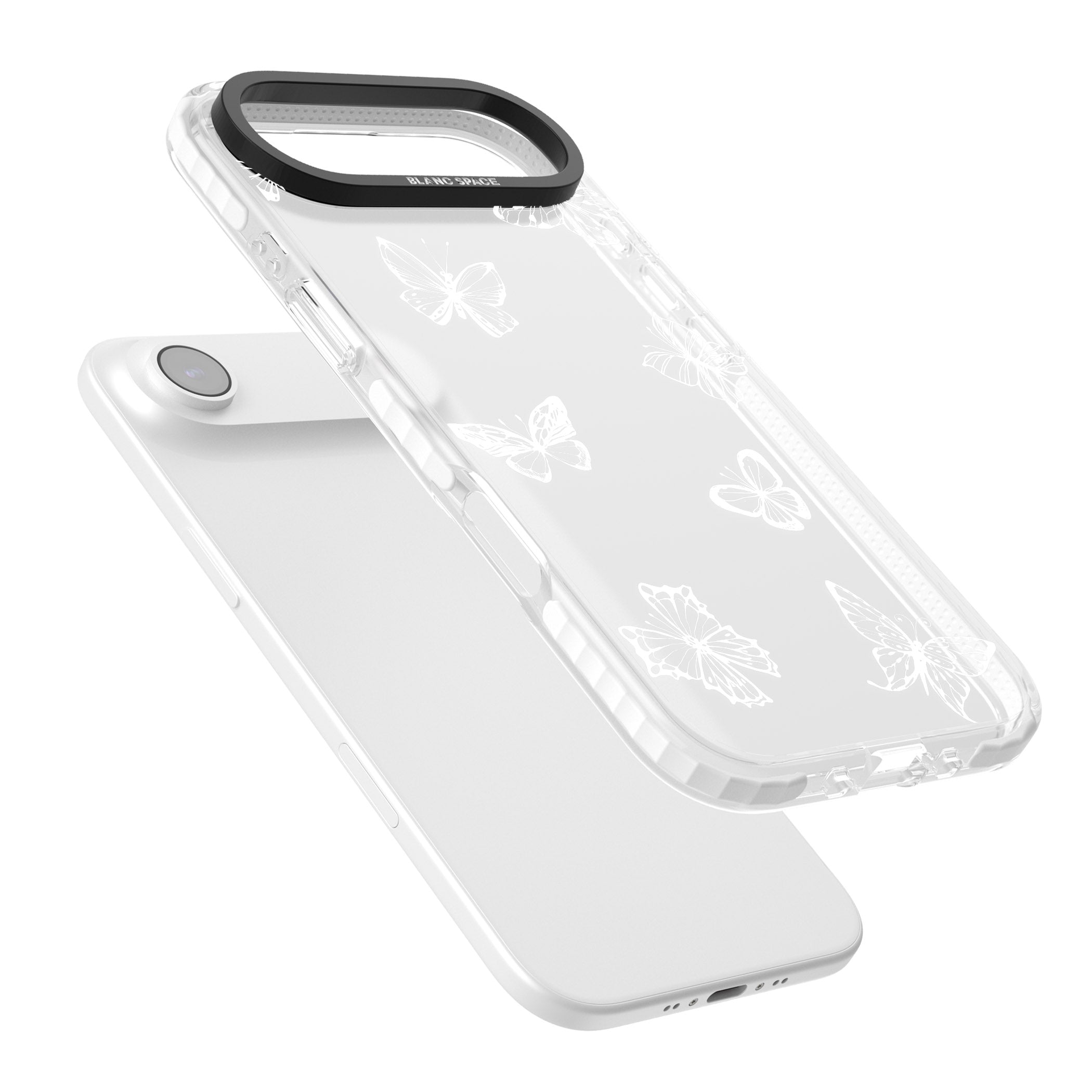 White Butterfly Line Pattern iPhone 17 Air Impact Clear Phone Case Colours