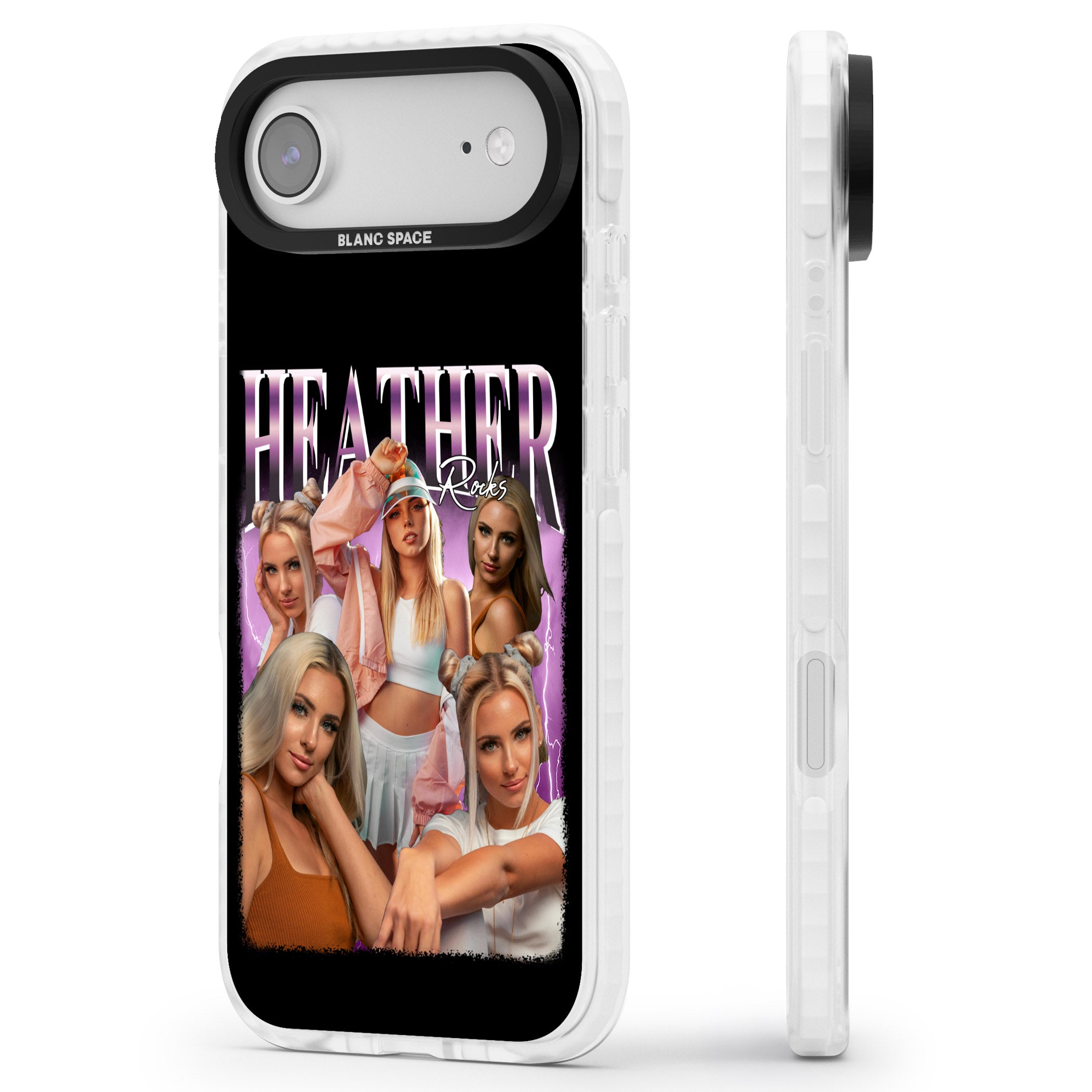 Personalised Airbrush Name & Photo Collage (Pink) iPhone 17 Air Impact Clear Phone Case Side Profile